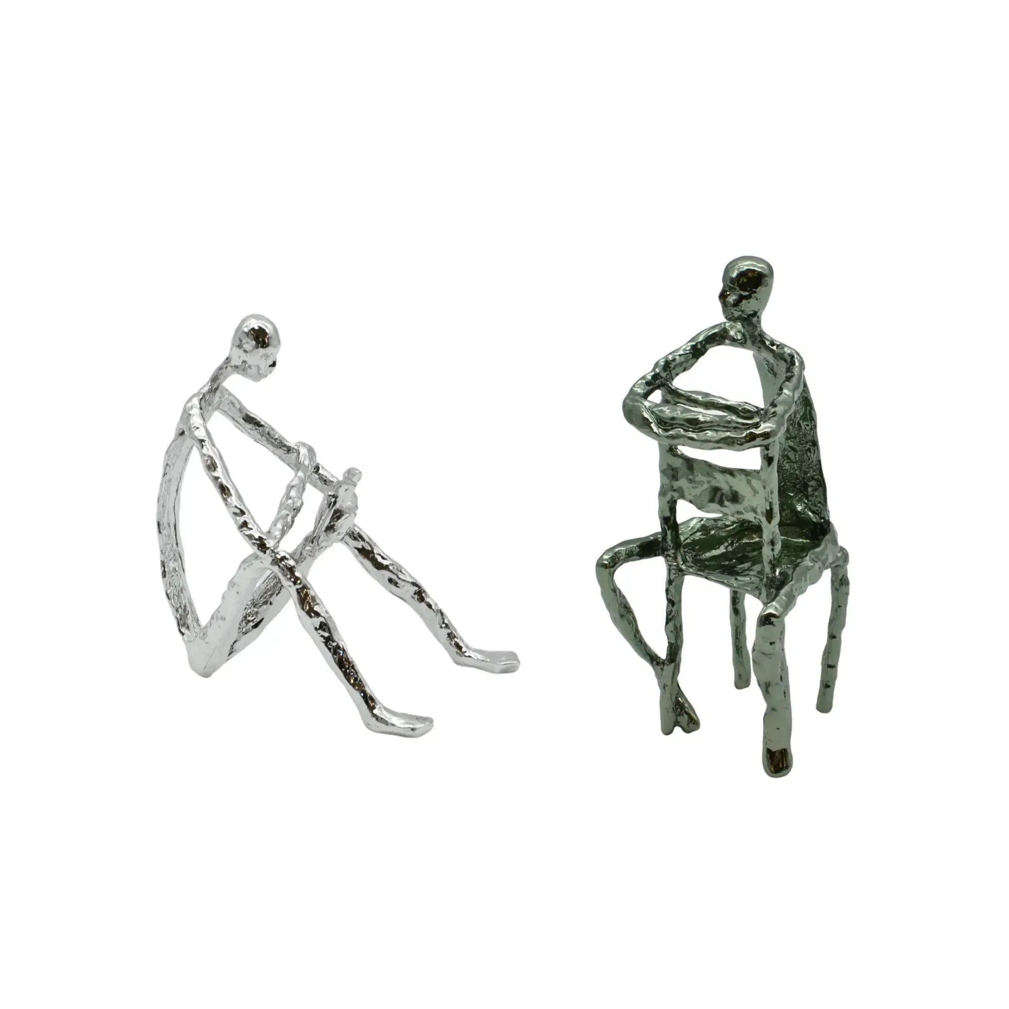 Denkerfigur - Abstrakte Skulptur filigrane Sitzfigur Cogito Nova Silber