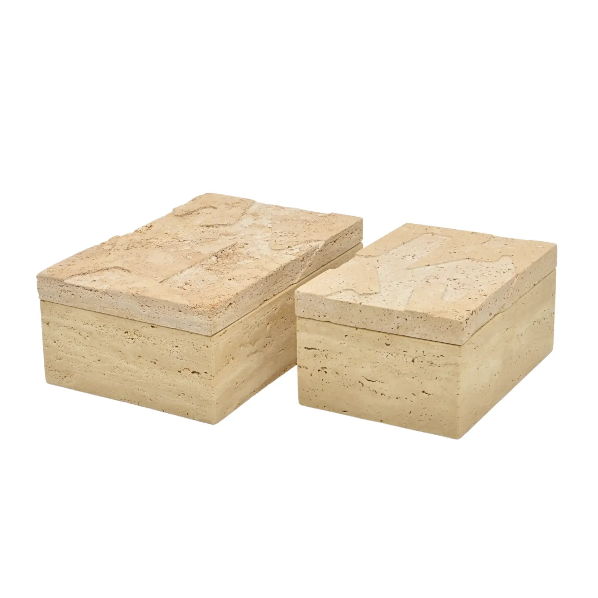 Aufbewahrungsbox - Schmuckdose aus Naturstein - Minimalistische Steinbox Boîte Travertin Épure Groß