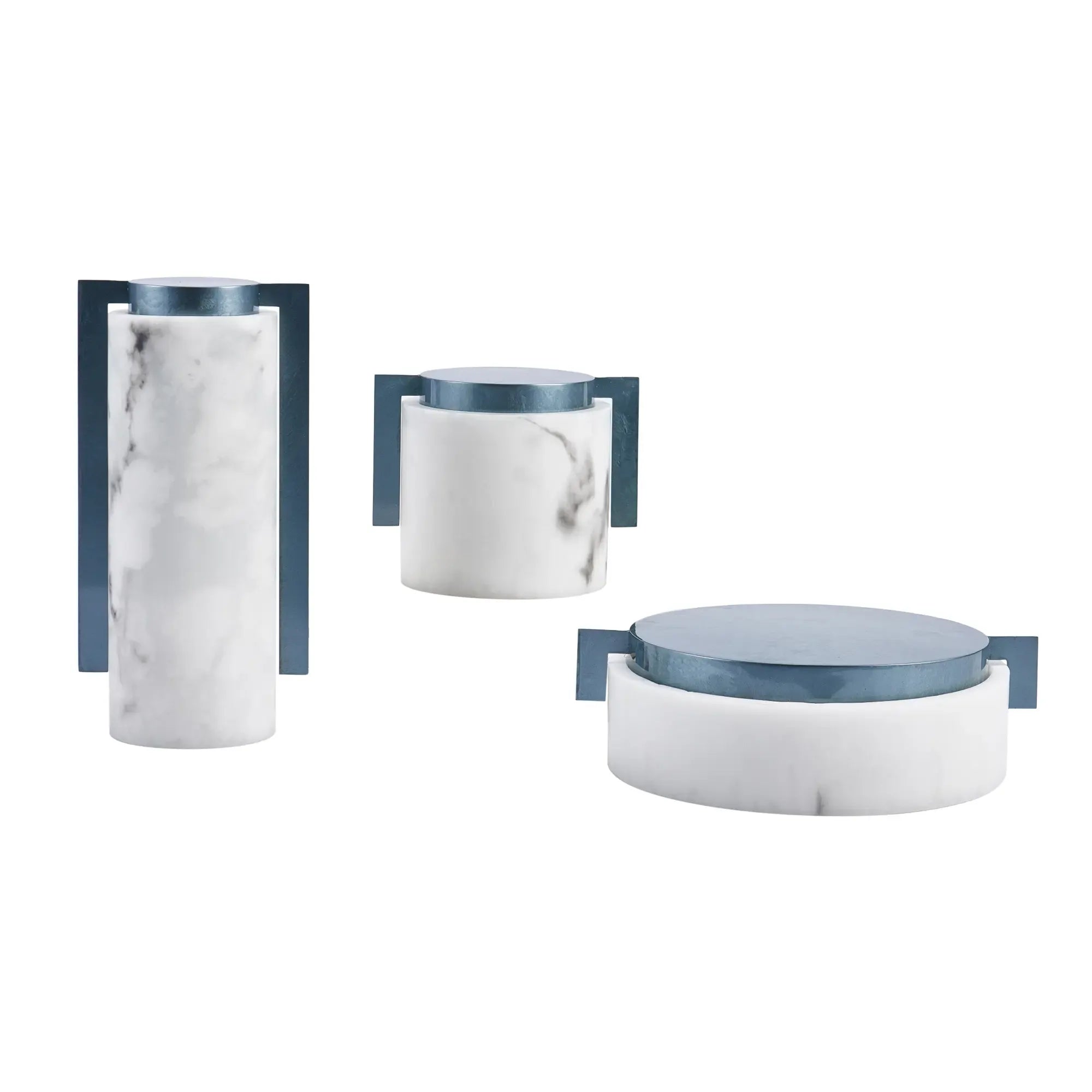 Aufbewahrungsbox - mit Deckel rund - Marmoroptik Ablage Aufbewahrungsdose Badezimmer Horizon Horizon 1