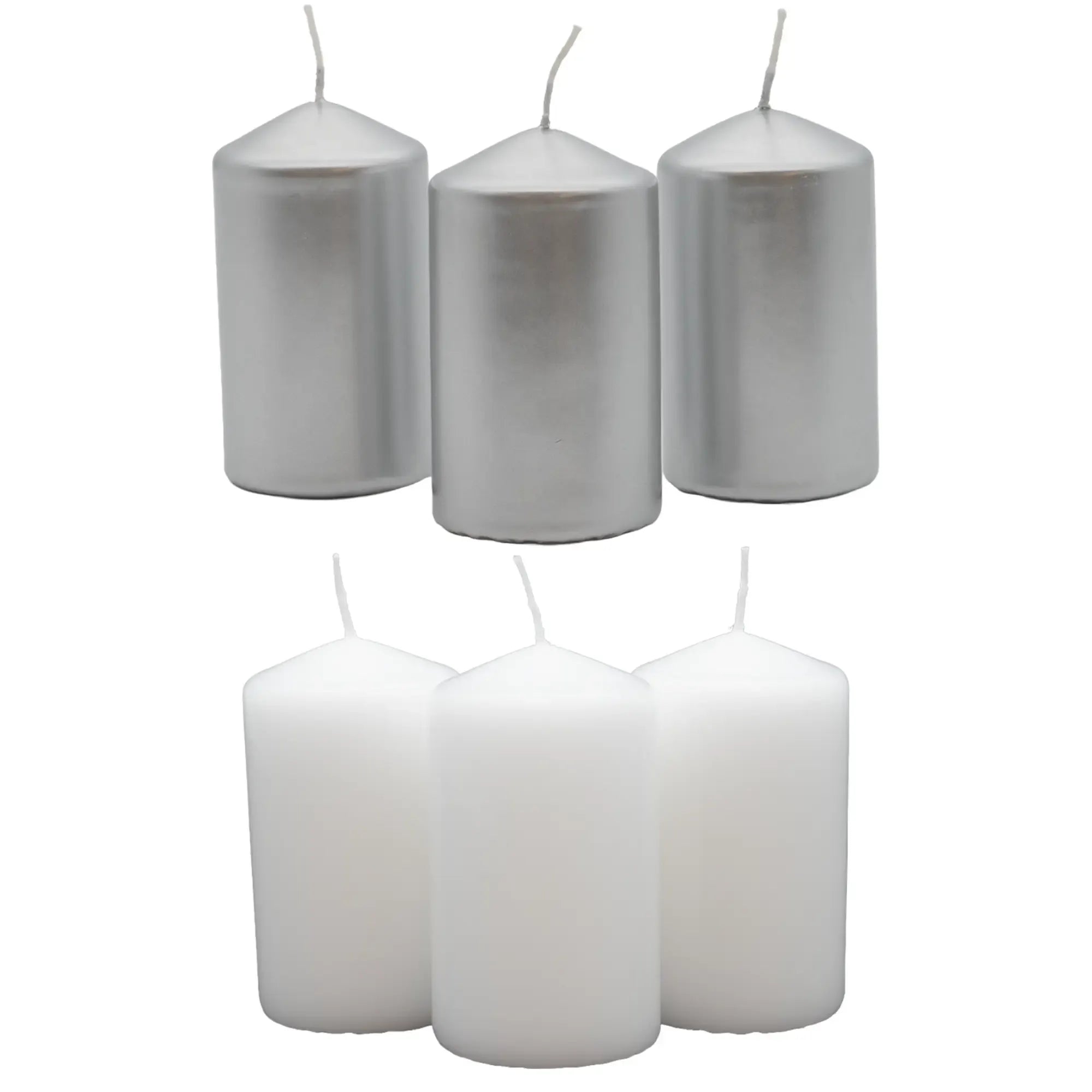 Kerze - Stumpenkerze Metallisch – Silberner Block, 30h Brenndauer Argentum Glänzendes Silber