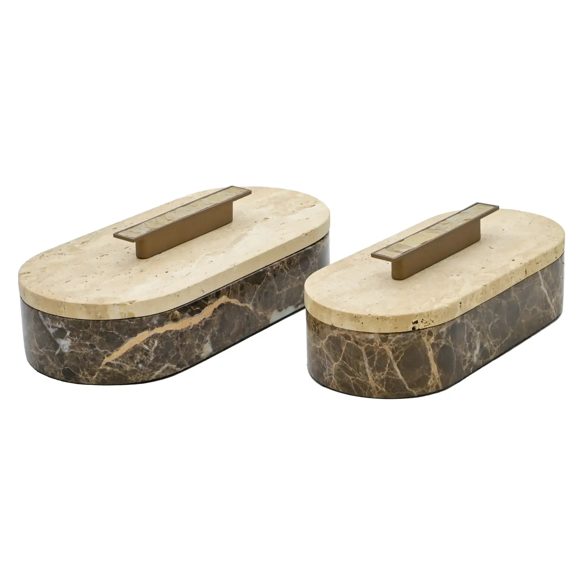 Marmordose - oval mit Deckel - Marmor-Schmuckkästchen schöne Box Roma Duo Groß