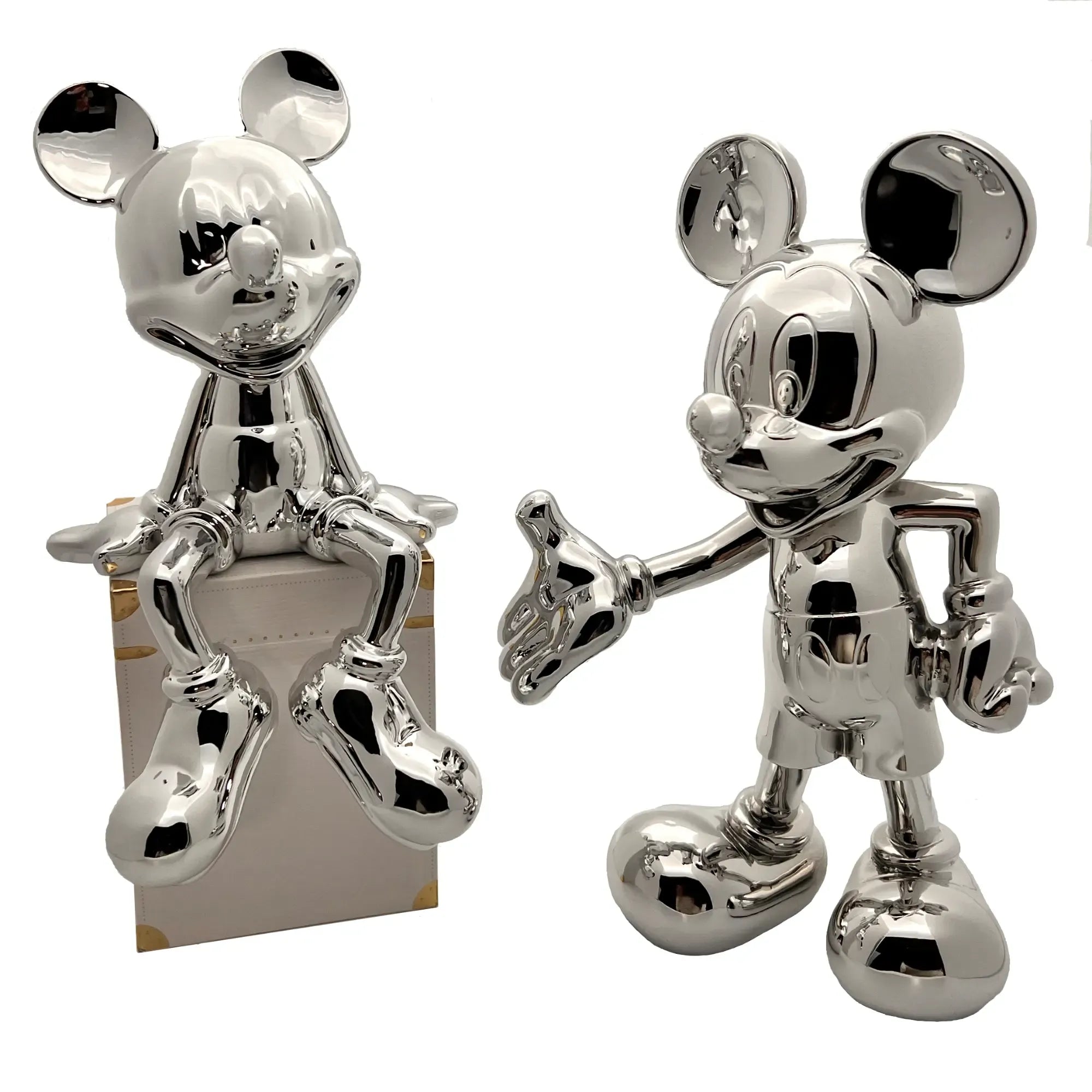 Zeichentrickfigur - Silbener glänzender Micky Maus Sammlerstück - wel.Mickey Mouse Stehend