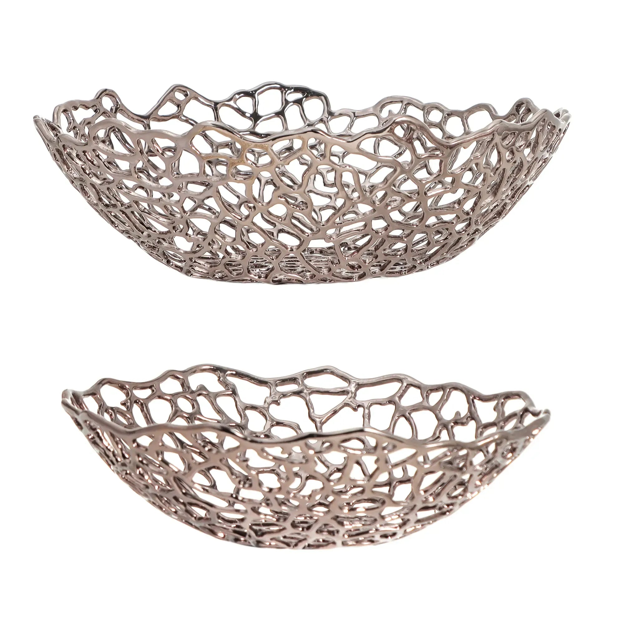 Obstschale - Korallenform - Edle Dekoschale Runde-Fruchtschale Spinnennetz Groß