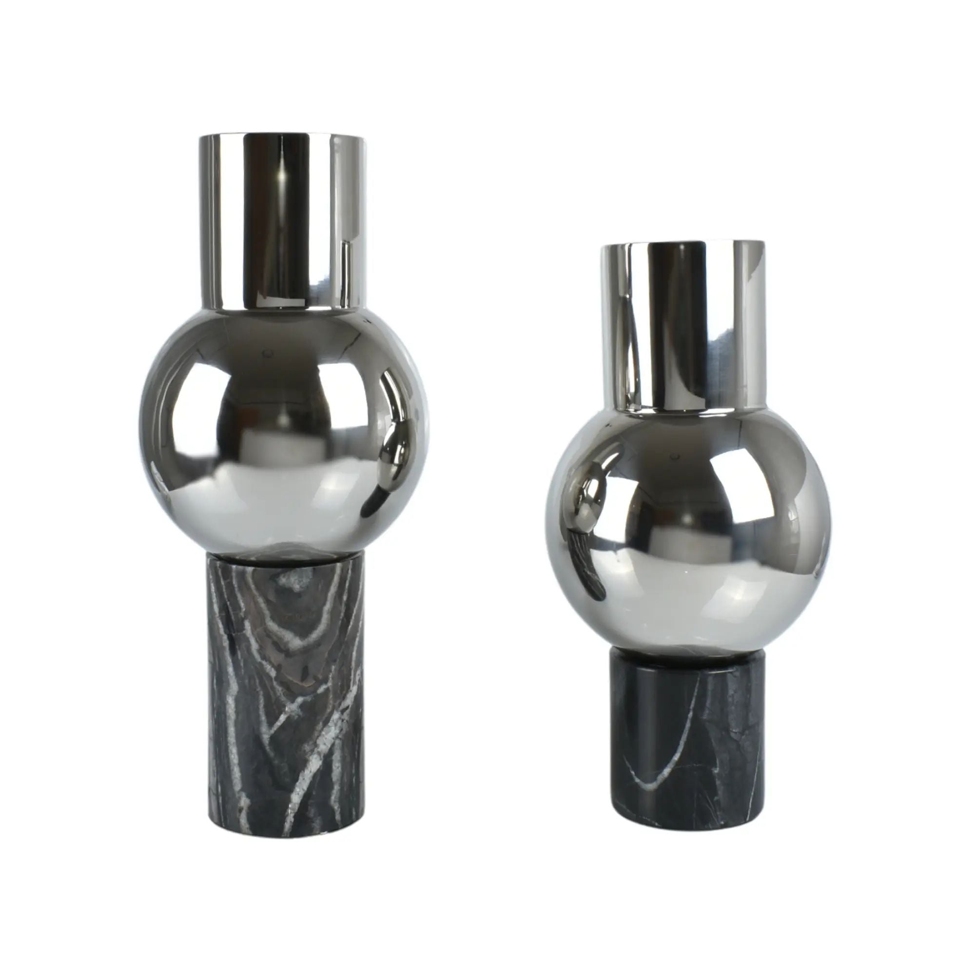 Vase - mit Marmorgestell - Runde Tischvase Edelstahlvase Fatroly Groß
