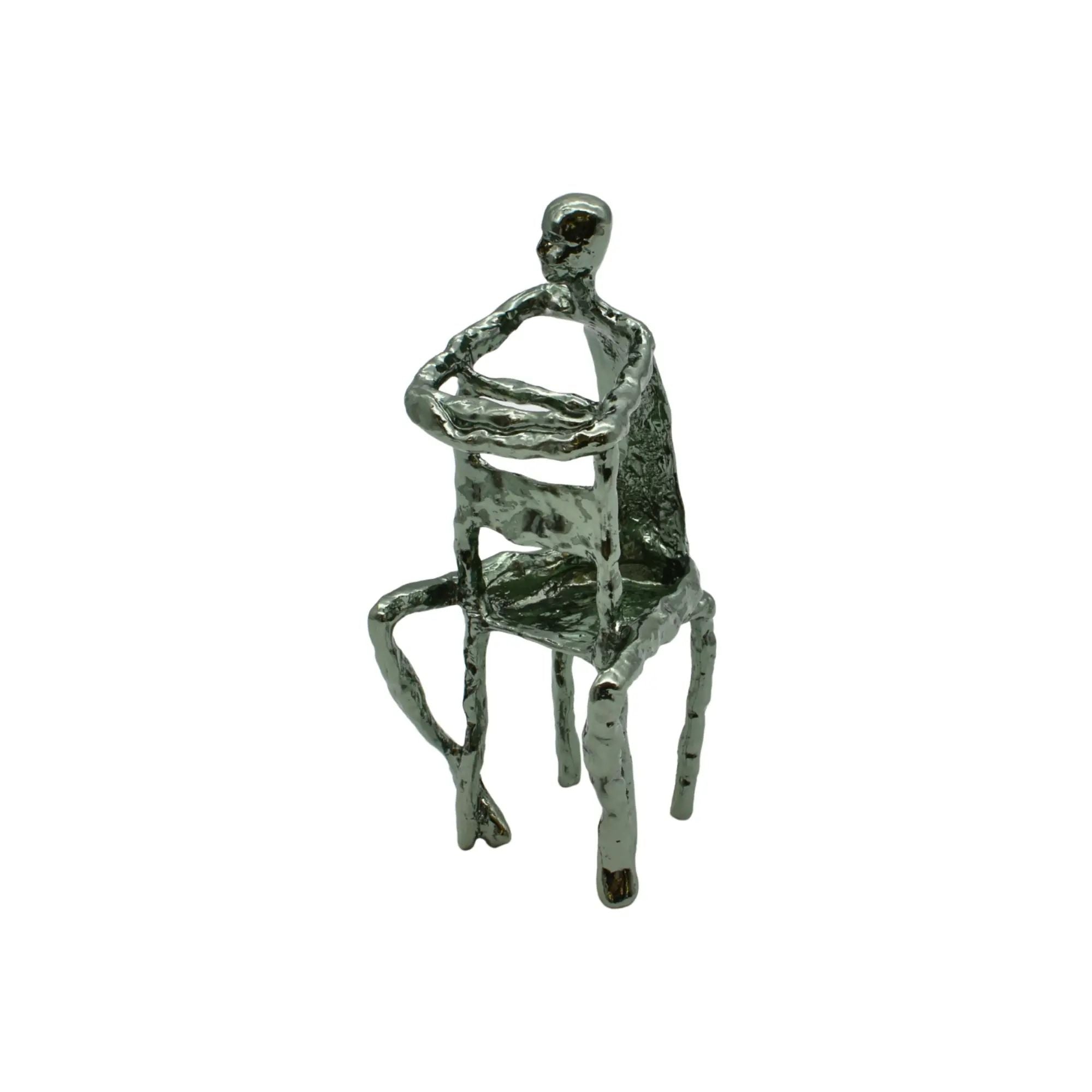 Denkerfigur - Abstrakte Skulptur filigrane Sitzfigur Cogito Nova GunMetal