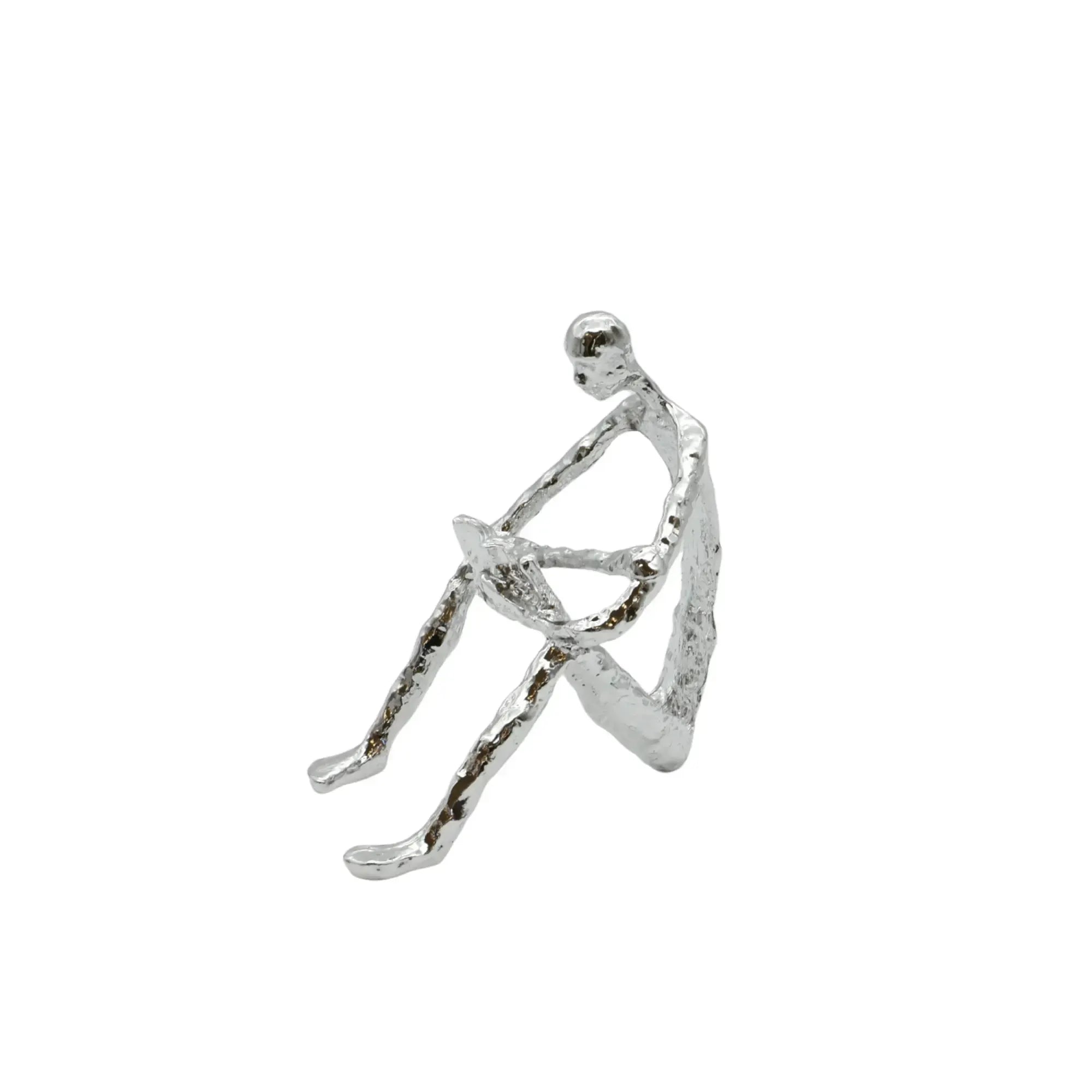 Denkerfigur - Abstrakte Skulptur filigrane Sitzfigur Cogito Nova Silber