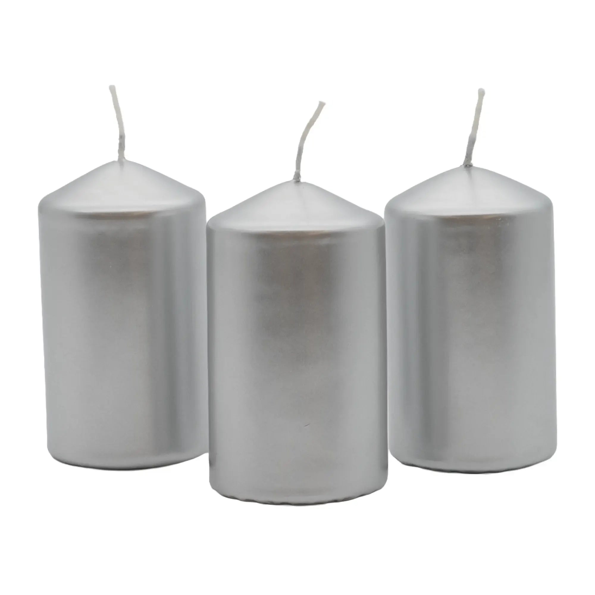 Kerze - Stumpenkerze Metallisch – Silberner Block, 30h Brenndauer Argentum Glänzendes Silber