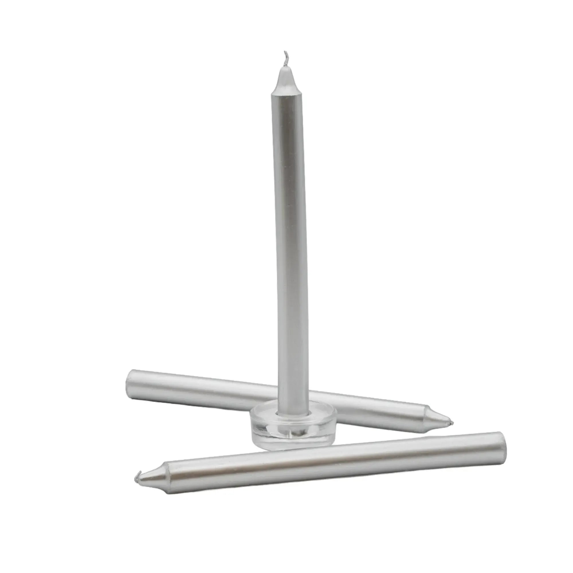 Stabkerze - Edles Tafellicht – Stabkerzen 5er‑Set, silbernes Qualitätswachs – Argentum Nan