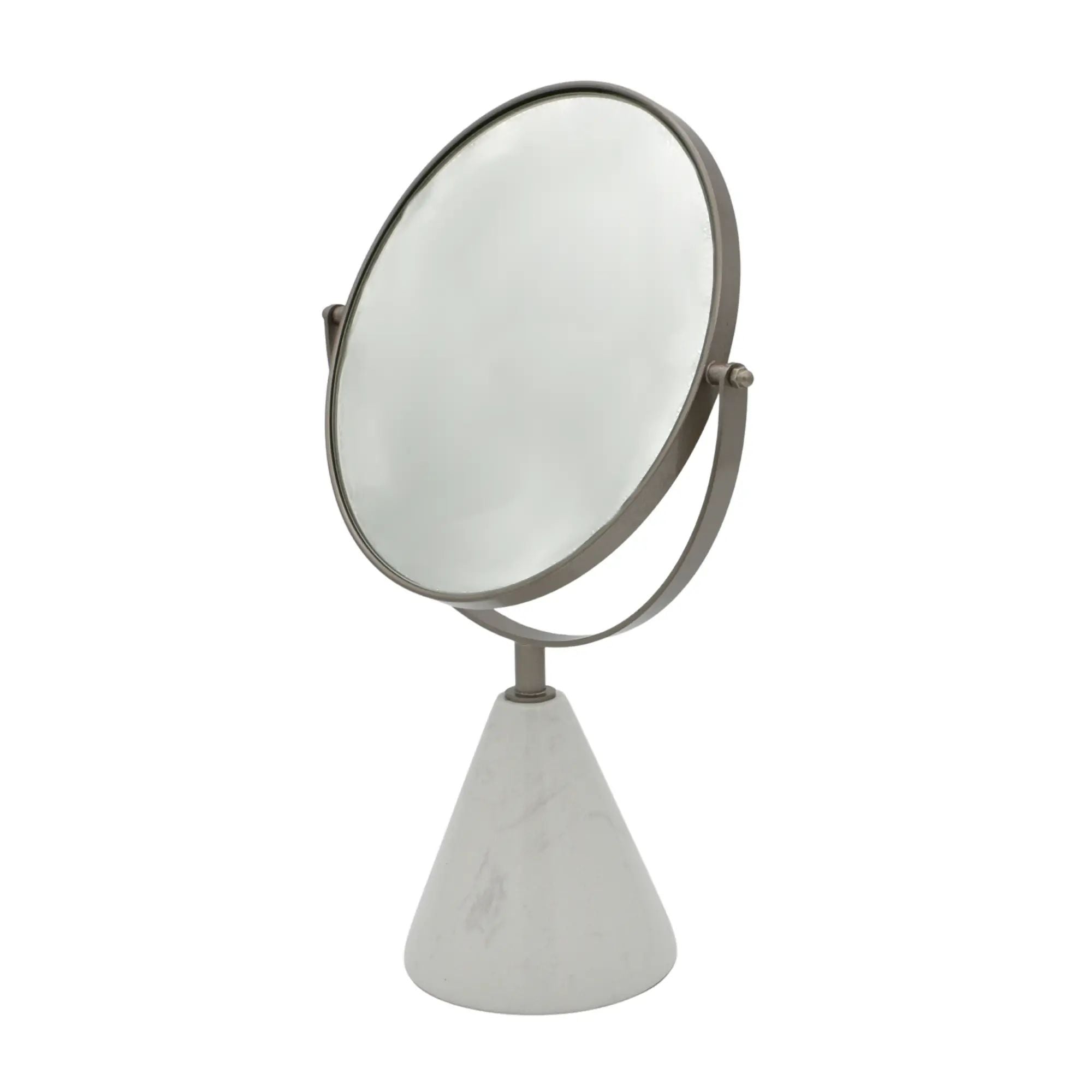 Kosmetikspiegel - drehbar auf Marmorfuß - Edles Schminkspiegel rundes Kosmetikspiegel Reflector Luxe Weiß