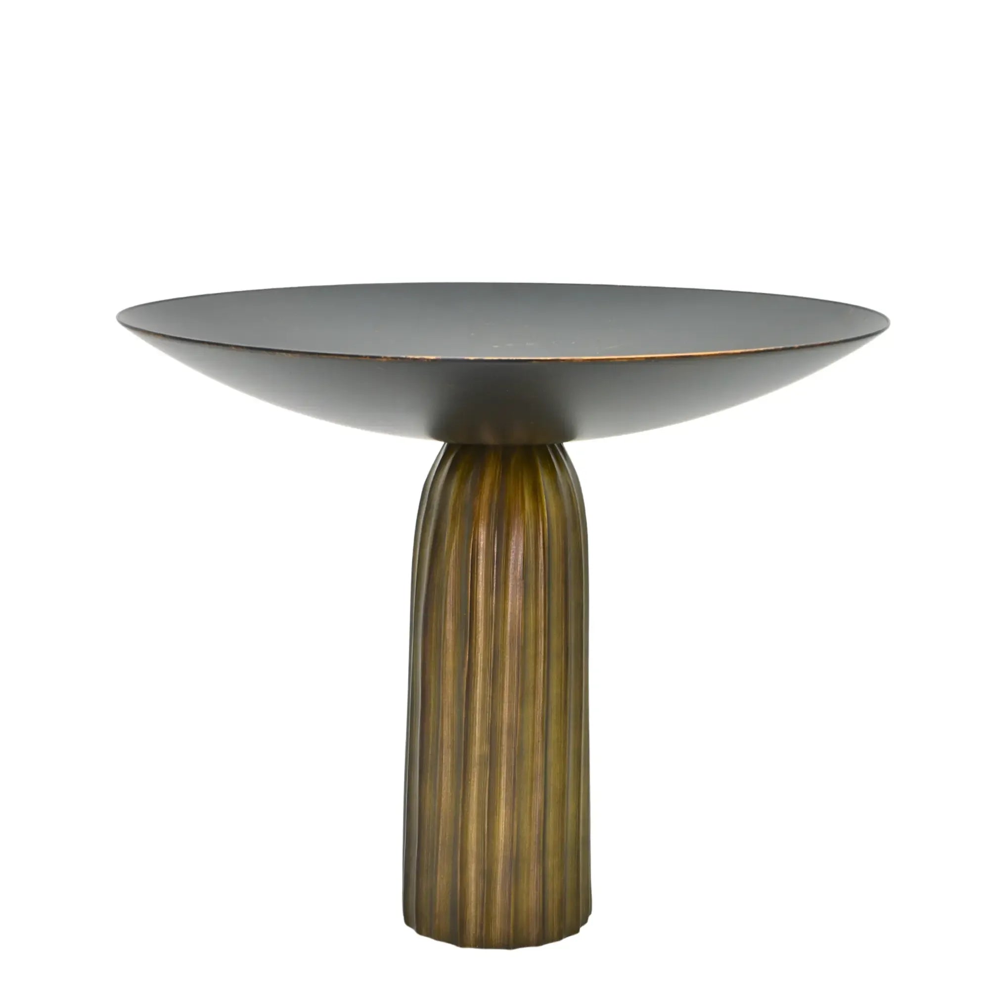 Runde-Schale - auf Relief Fuß - Edle Runde Obstschale Metallschale Kaktus