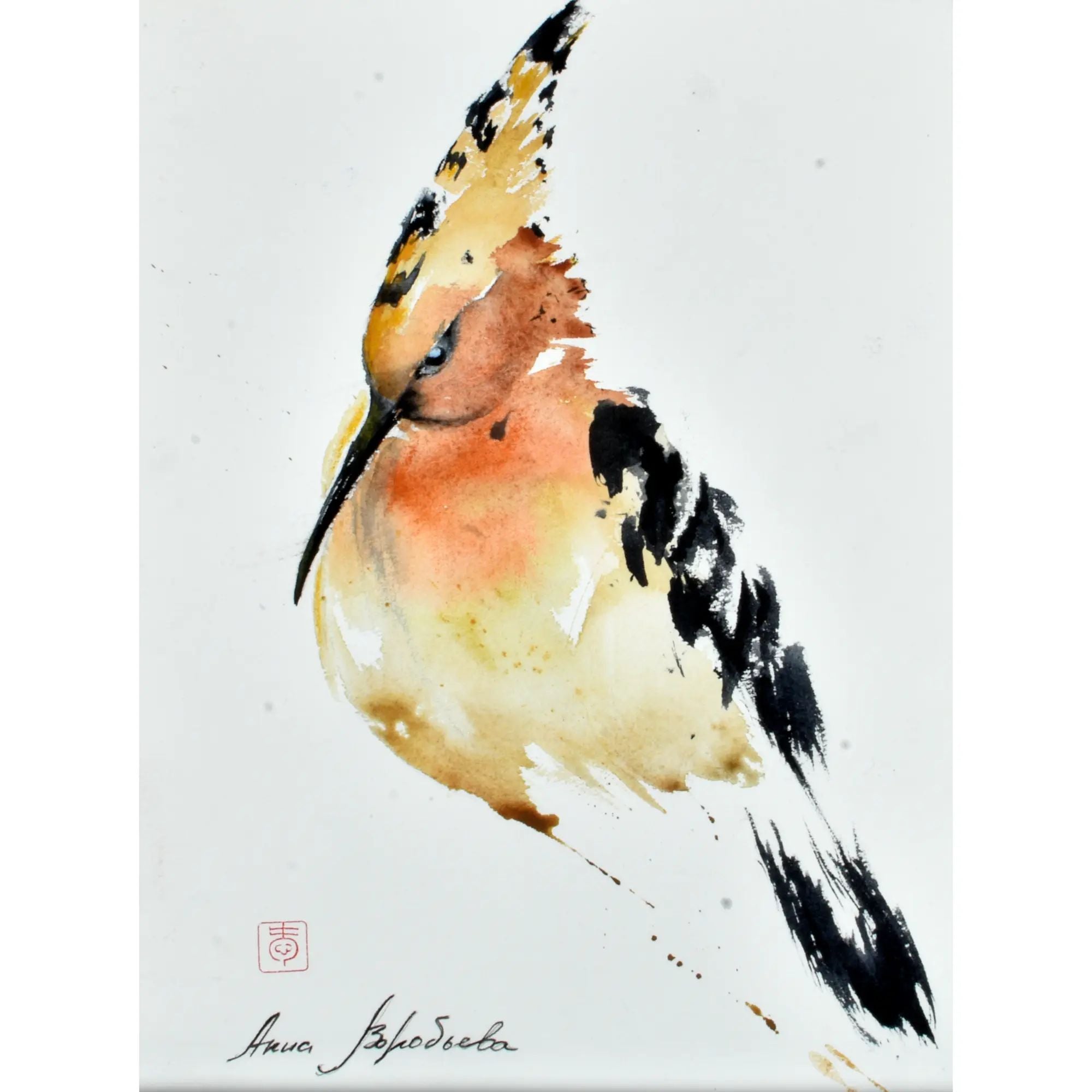 Großes Aquarellbild - Aquarellbild Edle Wandkunst Psittacus Émotion 29X39cm