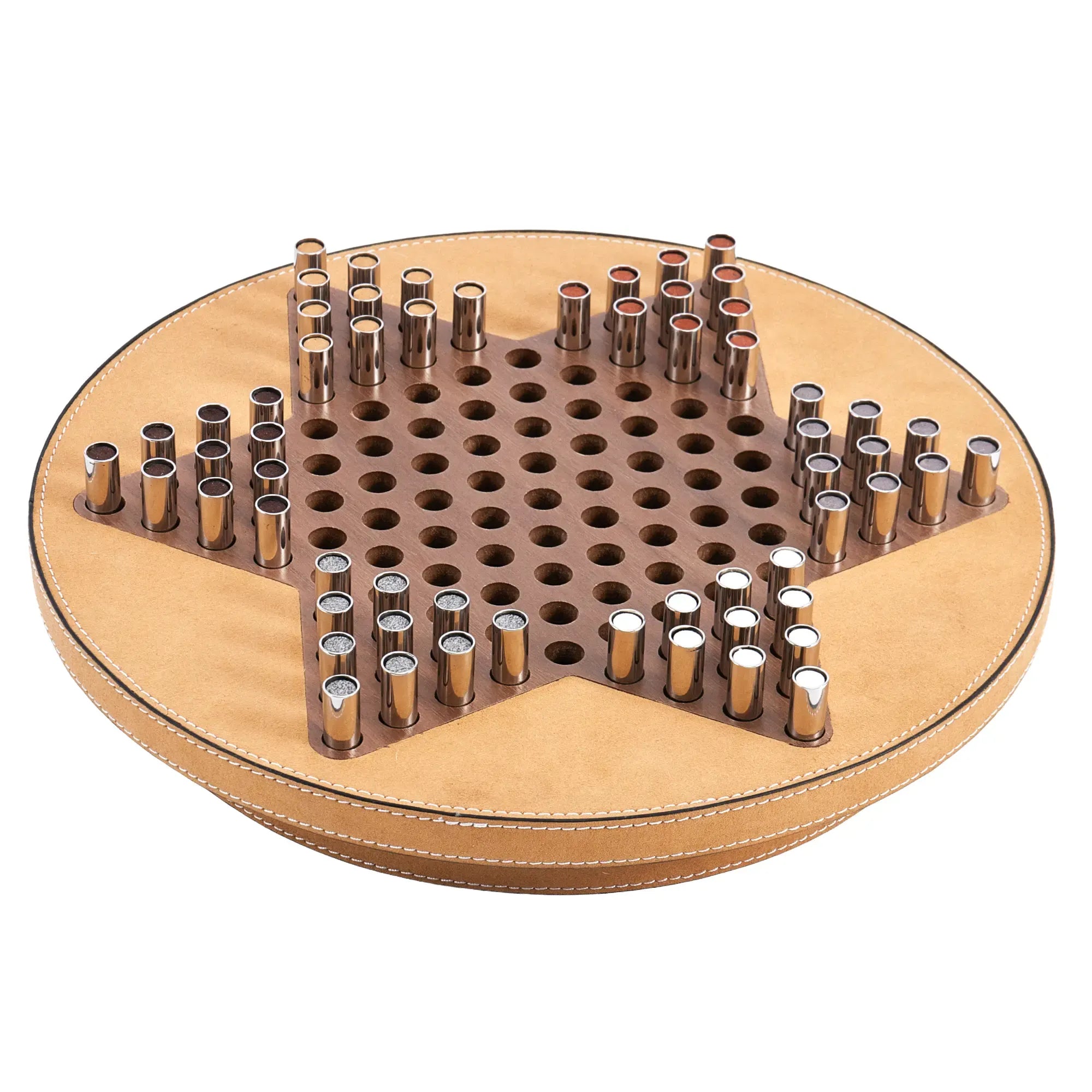 Solitaire-Spiel - Strategiespiel – Leder Brettspiel in Cognac, Chinesisches Schach – Checkers Étoile Nan