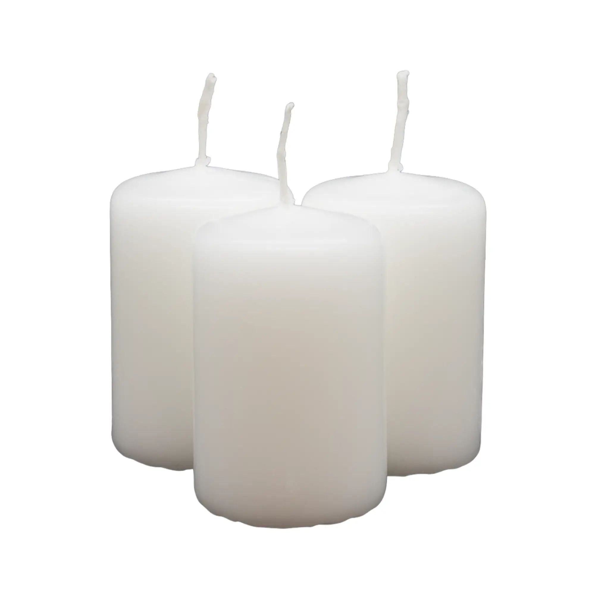 Stumpenkerze - Lichtensemble – Satinierte Blockkerzen aus Paraffin – Kleine Stumpenkerzen 4er‑Set Lumen Alba Nan