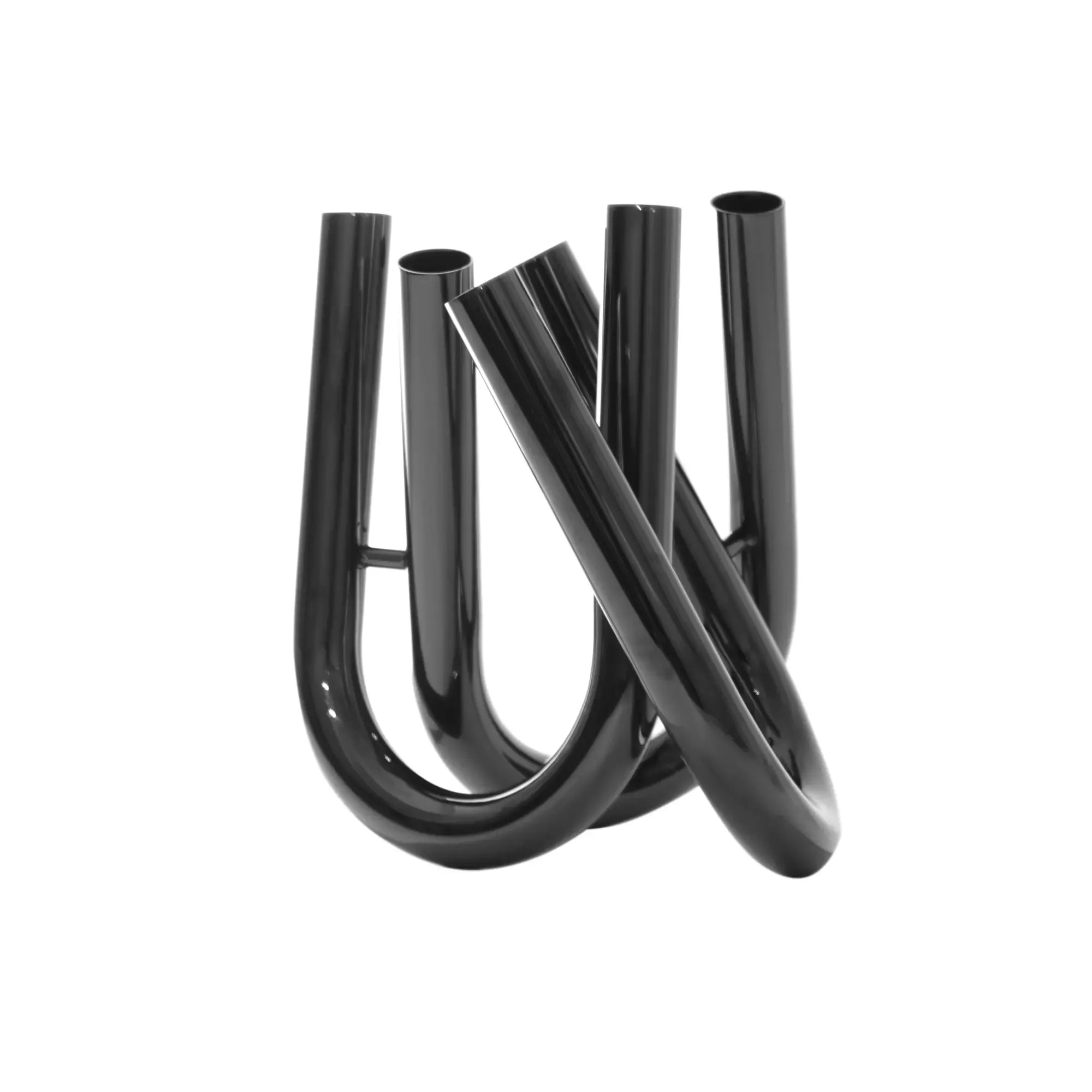 Edelstahlvase - U-Förmig - 6 Öffnungen Tischvase mit 3 Vasenarmen moderne Vaso Eterno GunMetal