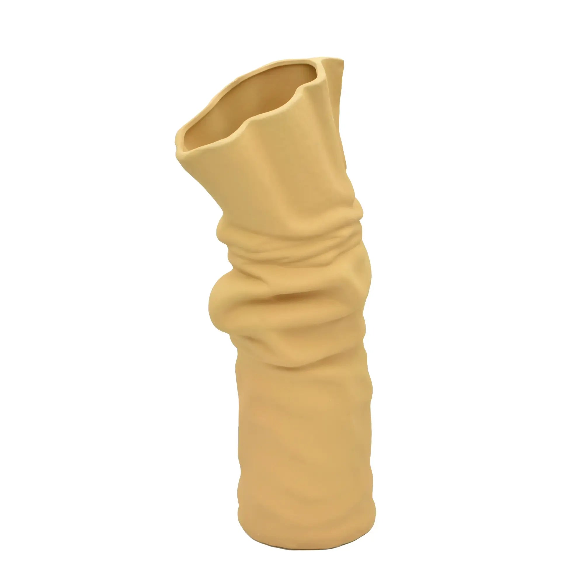 Keramikvase - handgemachte Designvase - Skulpturale Standvase Ondula Terrae Beige