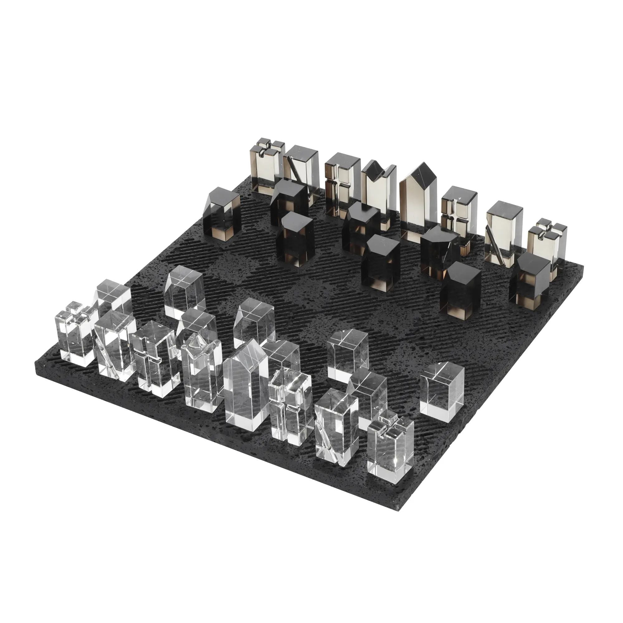 Schachspiel - Naturstein und Glas - Modernes Schachspiel edles Schachset Luxe Strategica Default Title