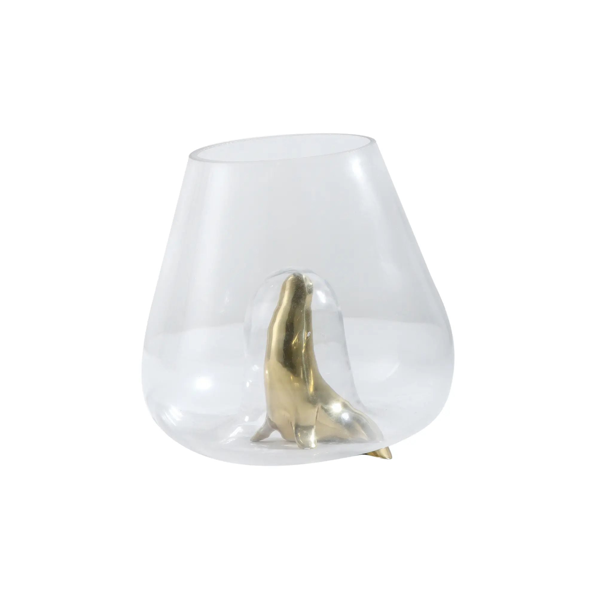 Glasvase - für Dekoration - Glas Gefäss, Runde große Deko Vase Sea Lion Default Title