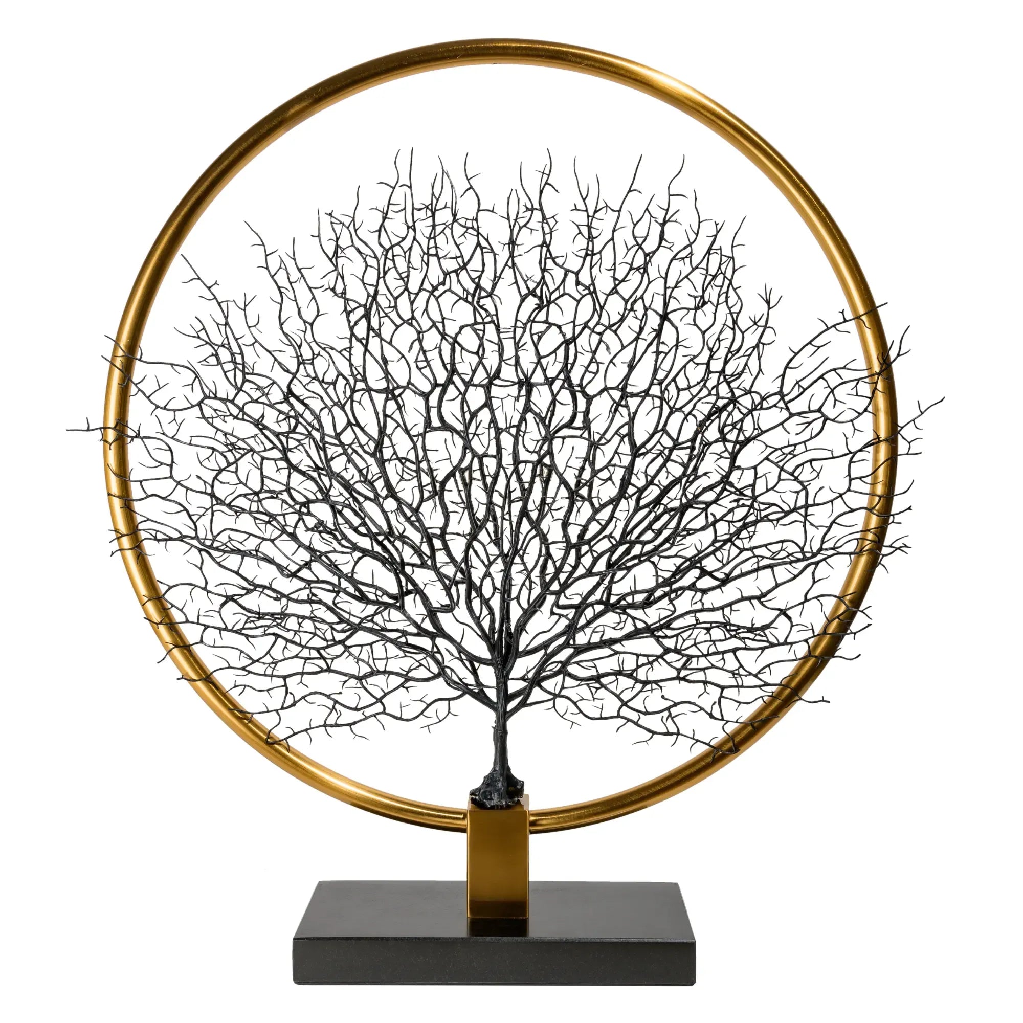 Dekoobjekt - Rund auf Marmorfuß - Edle Deko- Baumskulptur Goldring Zauberbaum Default Title