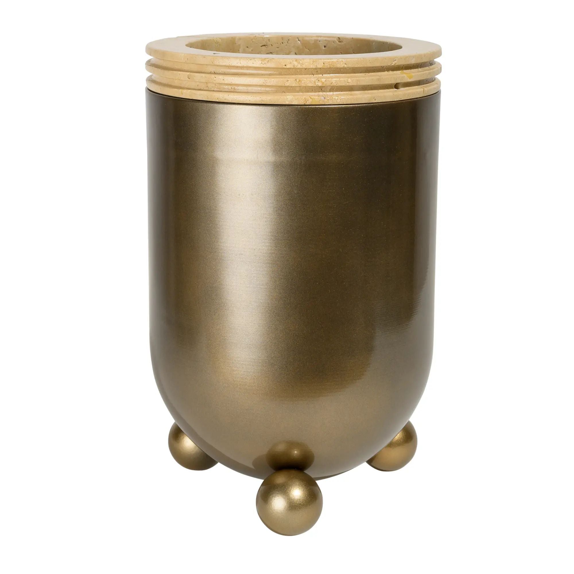 Dekovase - Bronzeoptik rund - Große Tischvase Trockenblumen-Vase Romano Default Title