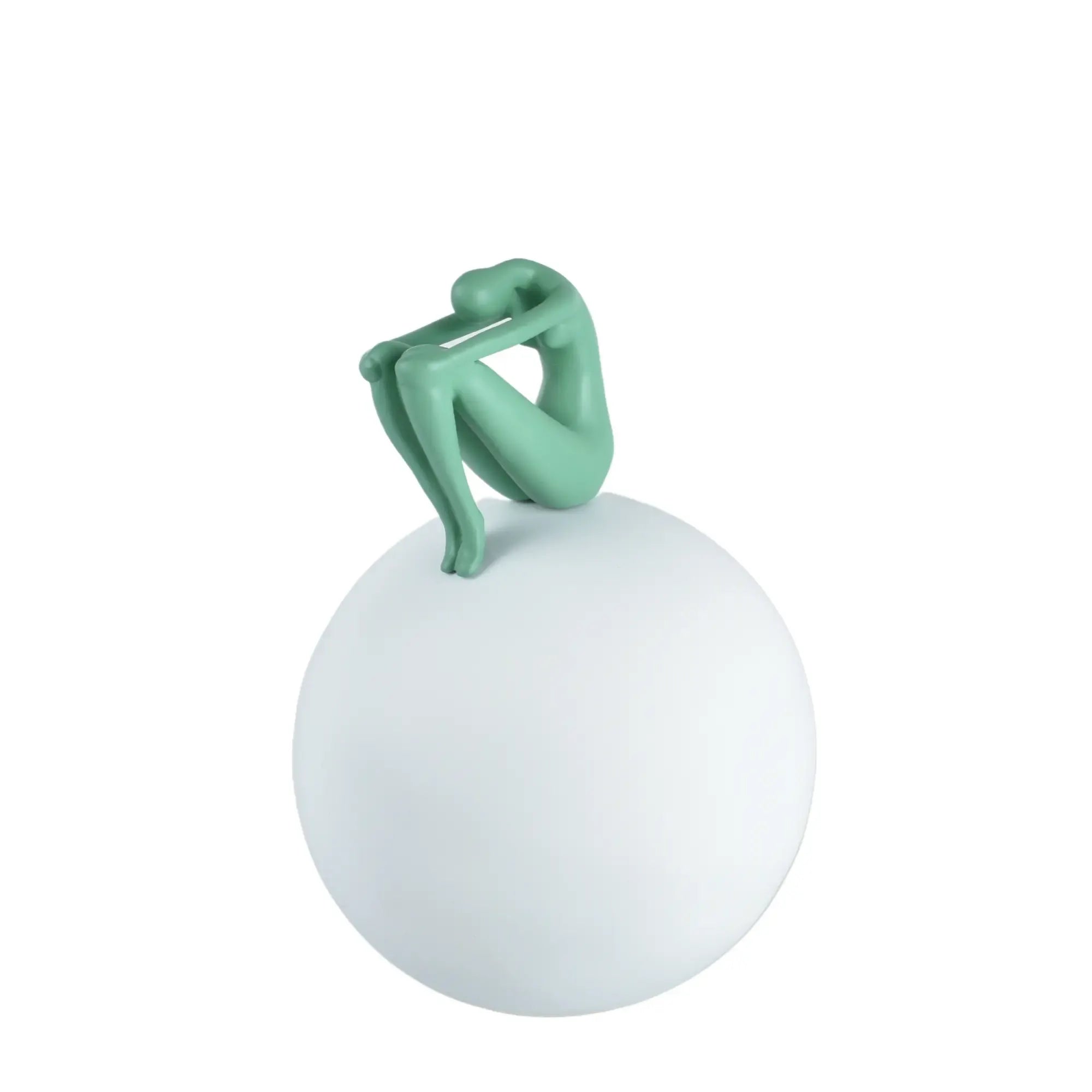 Dekofigur - Mensch auf einer Kugel - Modernes Deko-Objekt Figurenskulptur Réflexion Moderne Seeblau