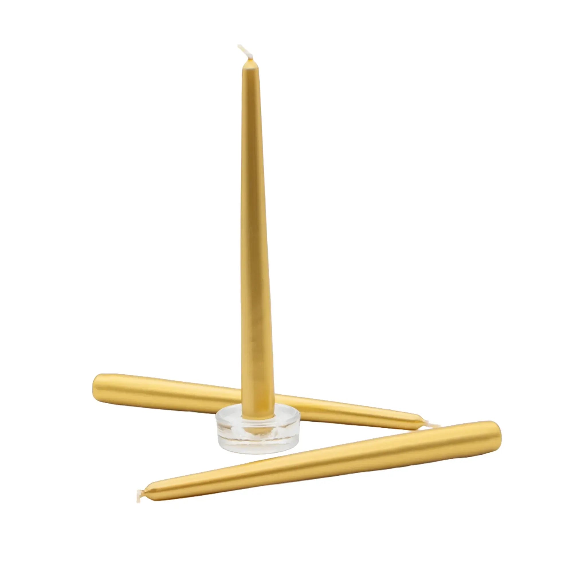 Spitzkerze - Leuchterkerzen-Set konische Spitzform – Warmgold seidenmatt, gegossenes Wachs – 5er Tafellicht Aurea Nan