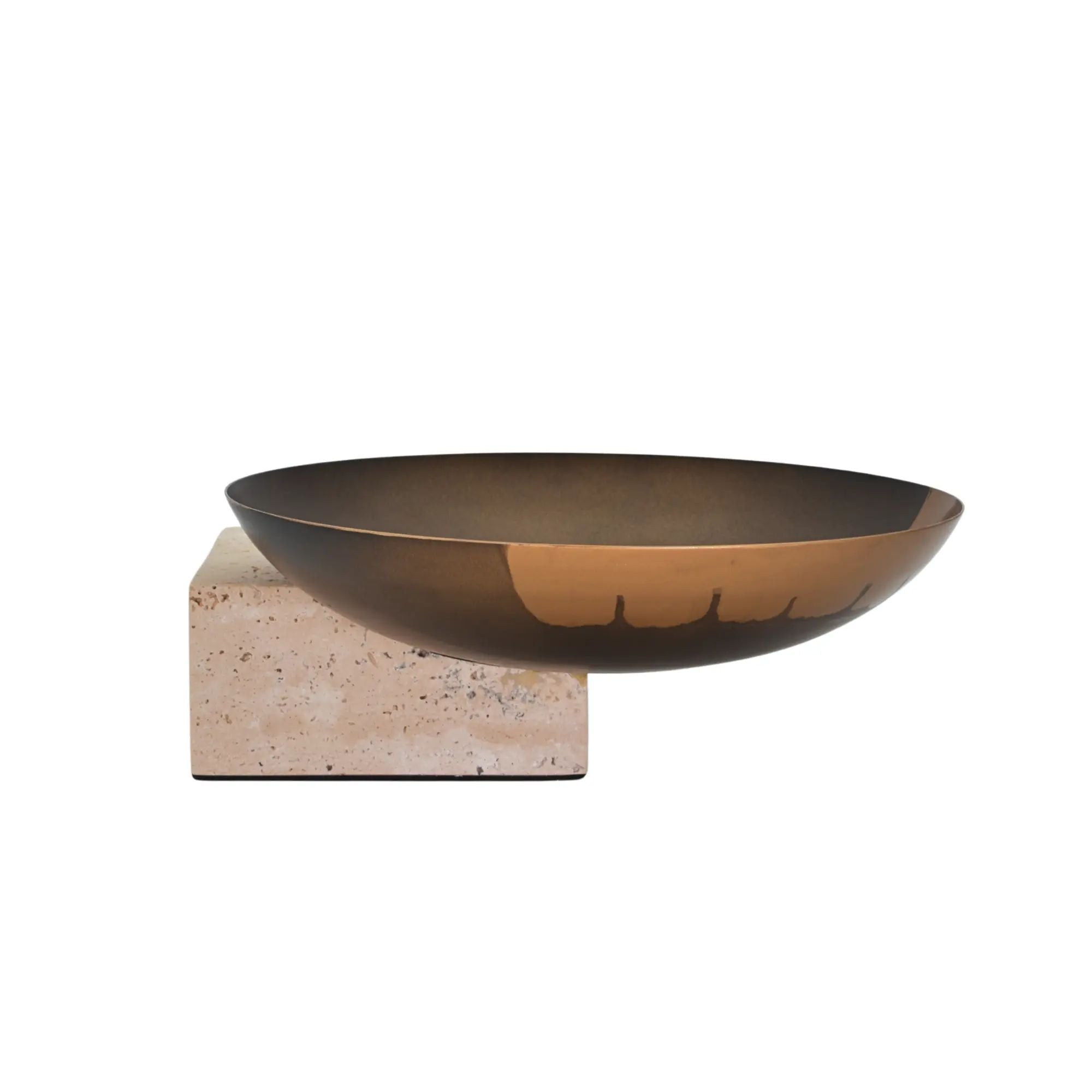 Runde-Schale - mit Travertinsockel - Unikale Dekoschale bronze Obstschale Romano Default Title