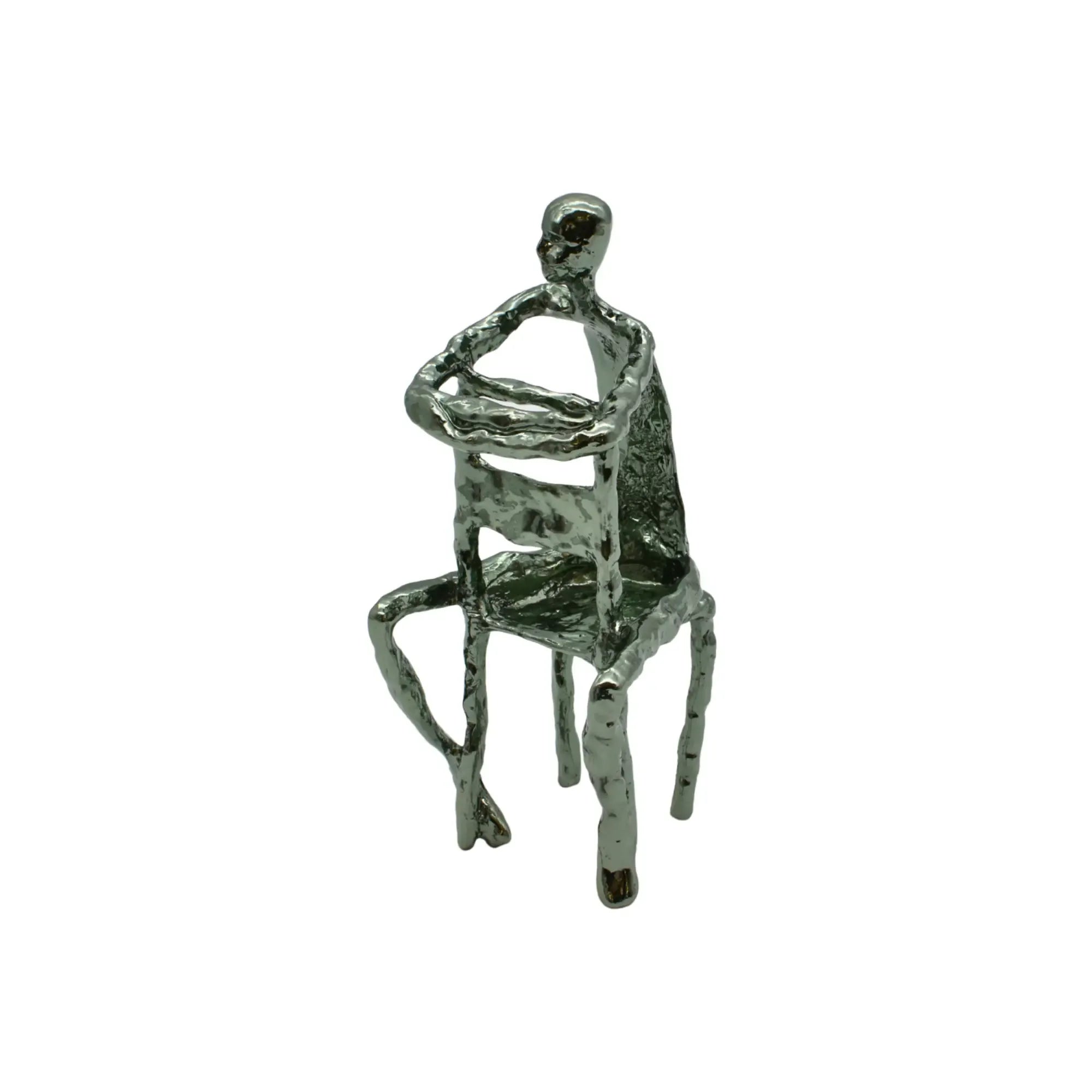 Denkerfigur - Abstrakte Skulptur filigrane Sitzfigur Cogito Nova GunMetal