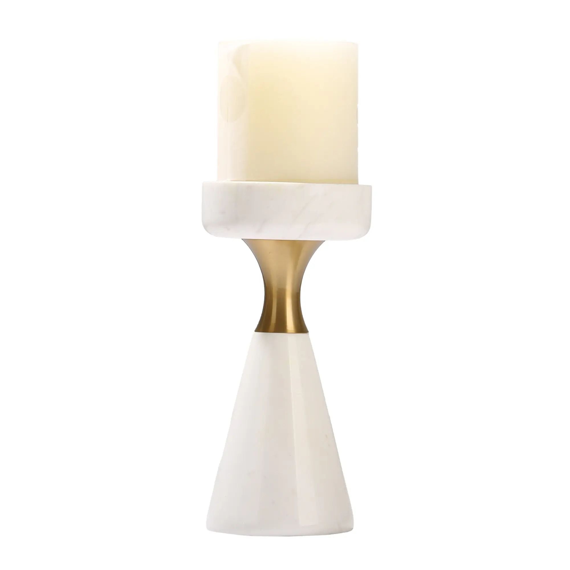 Kerzenständer - für Blockkerzen - Marmor-Kerzenhatler mit Goldakzent modern Tischdeko Lumière Klein