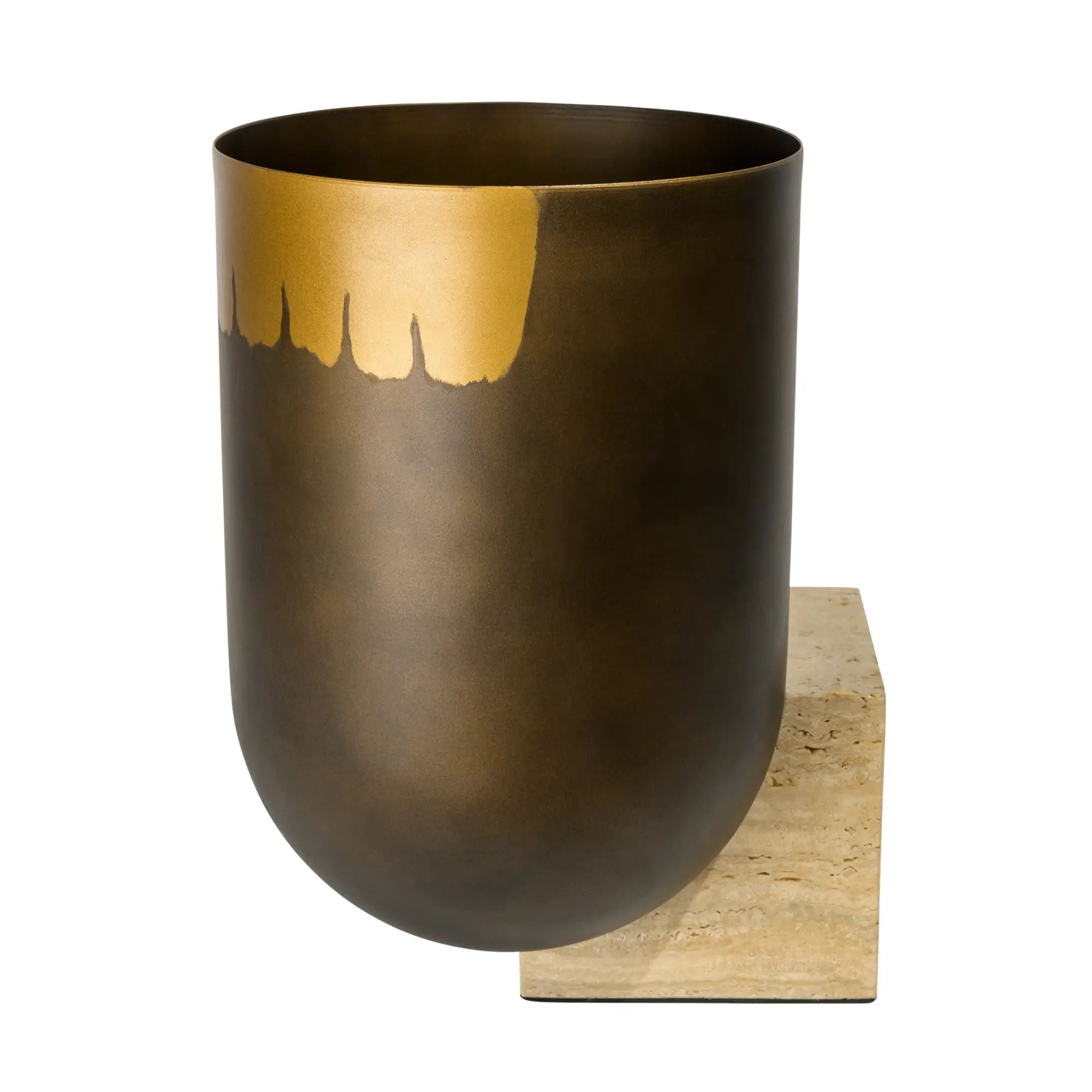 Vase - mit Travertinsockel - Bronze Standvase Design Tischdeko Vase Romano Default Title