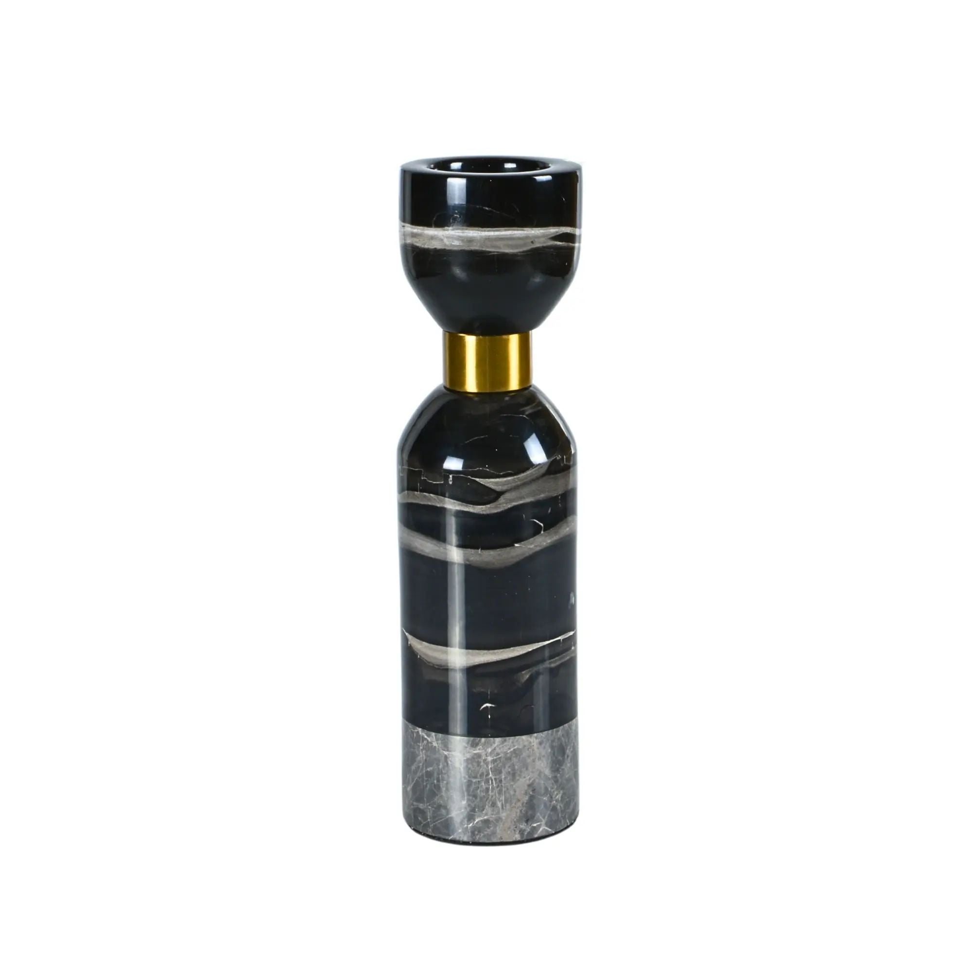 Kerzenständer - Marmor mit Goldakzent - Tischdeko Kerzenhalter edles Kerzenleuchter Obsidian Elegance Groß