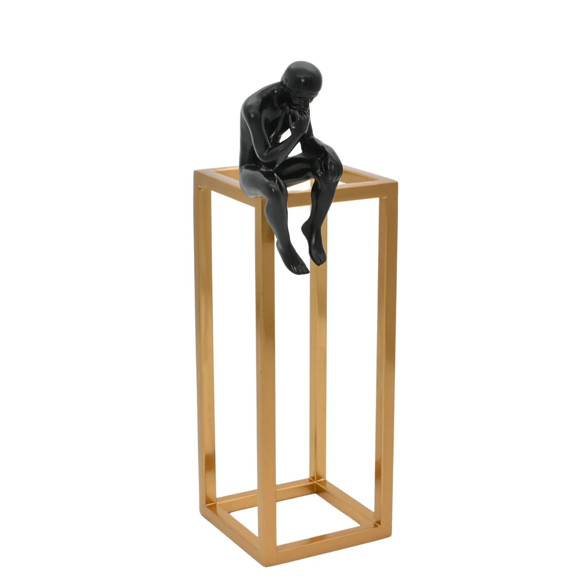 Dekofigur - Moderne figurative Denkerskulptur - Skulptur Architektonische Denker-Sitzfigur Cognitio Aurea Default Title