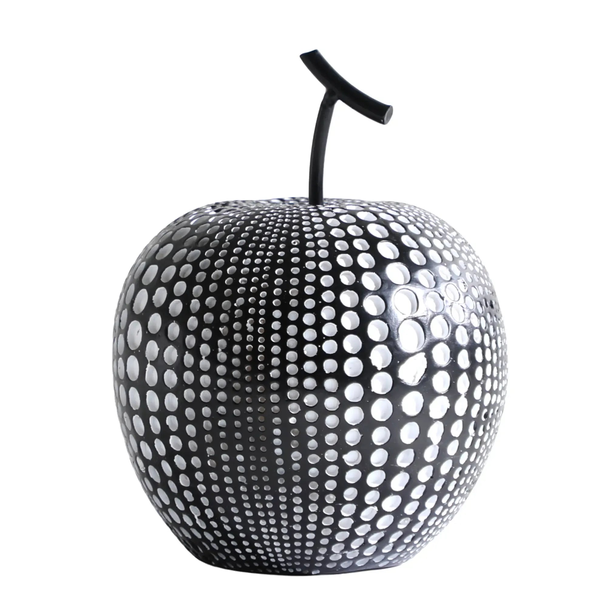 Dekoobjekt - Apfel Skulptur – Kunstharz Schwarz‑Silber Obstdekor – Abstraktes Designobjekt Noir Nan