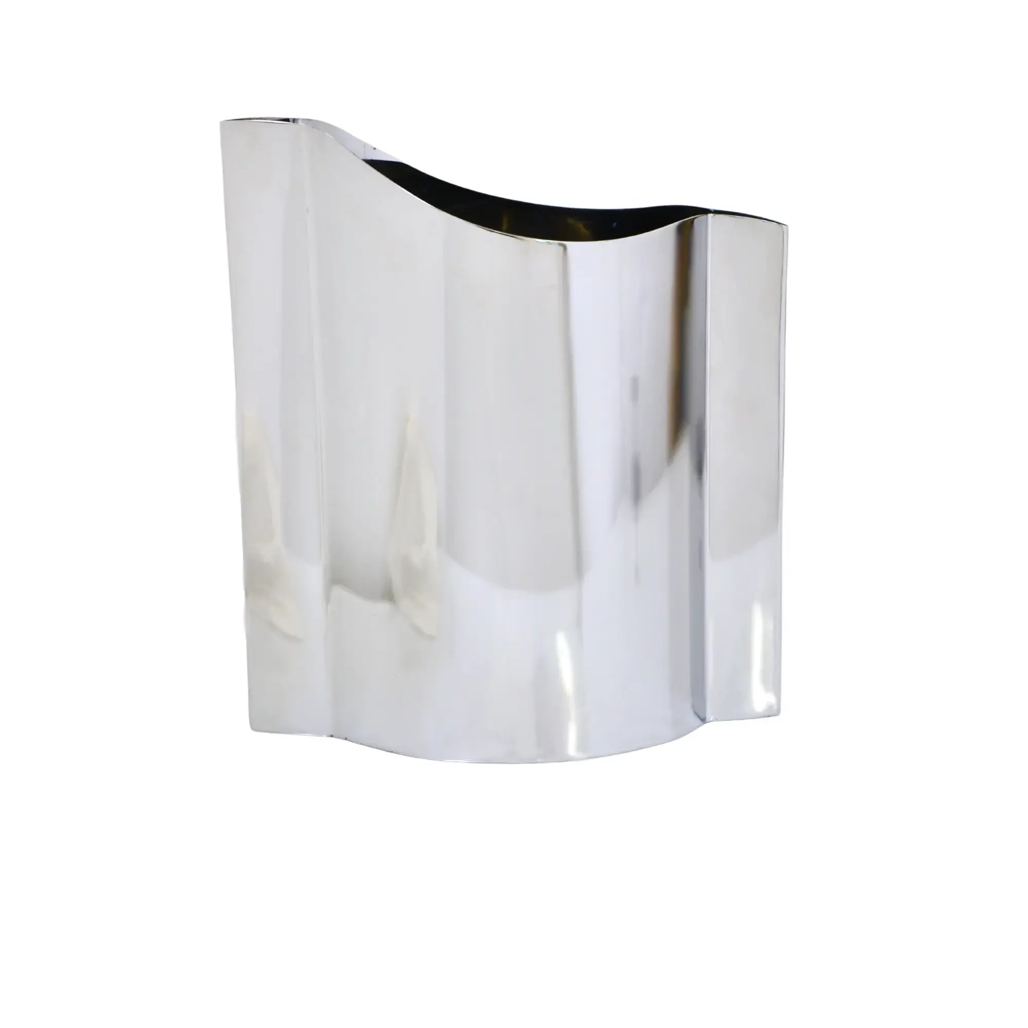 Edelstahlvase - glänzend poliert - Blumenvase Wellenform Mirra Klein