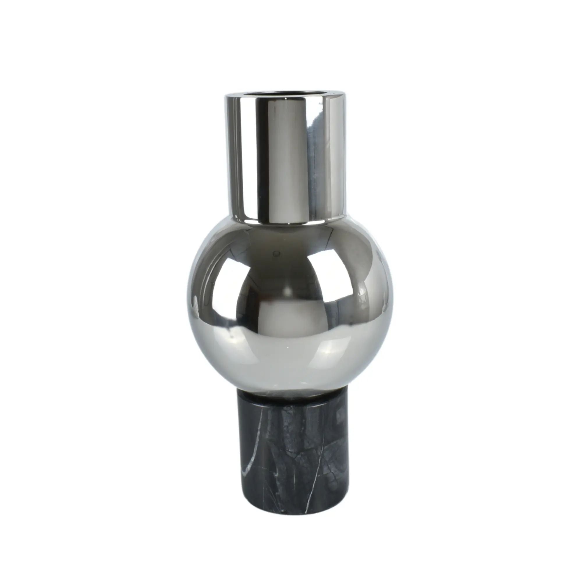 Vase - mit Marmorgestell - Runde Tischvase Edelstahlvase Fatroly Klein