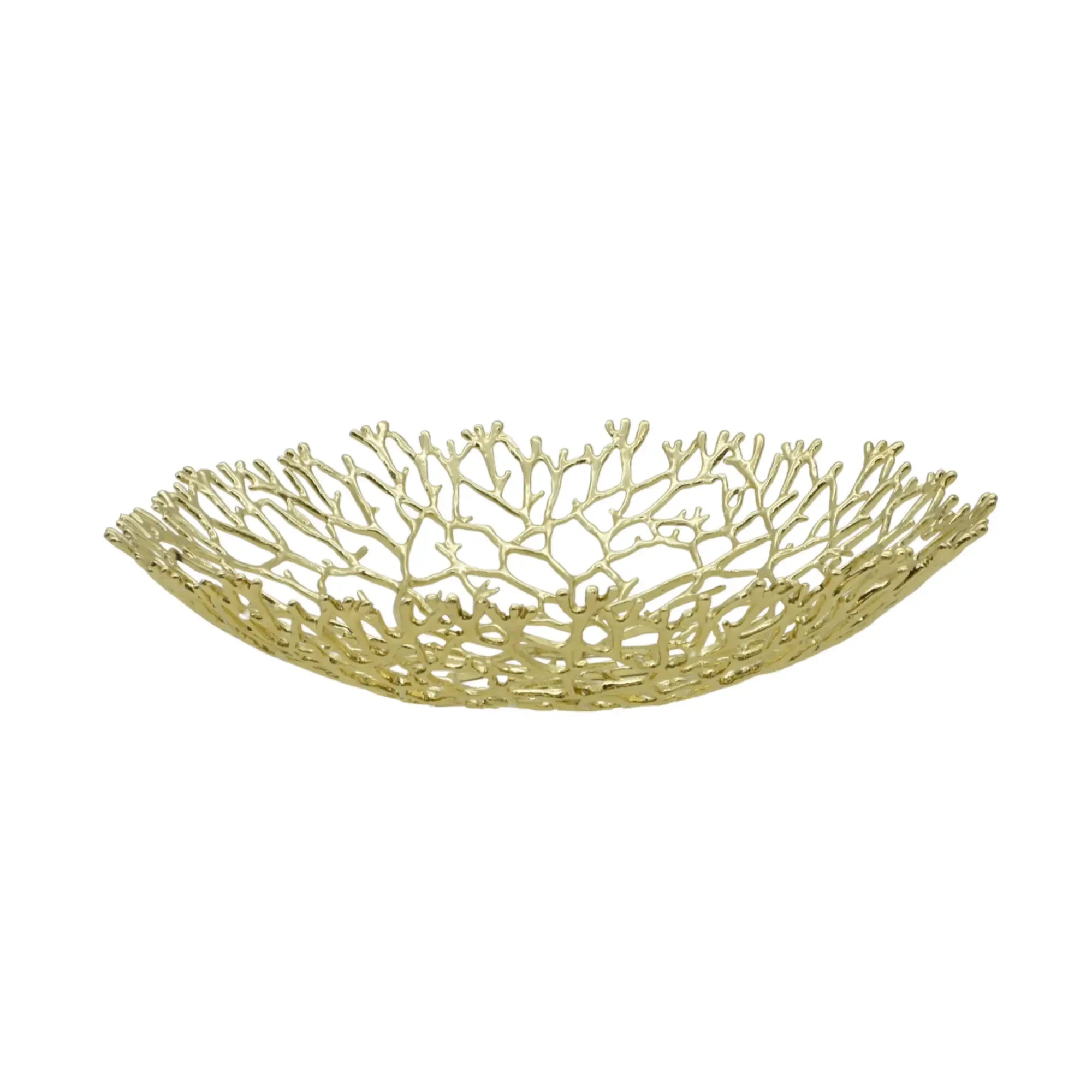 Obstschale - Korallenoptik - Edle Runde-Schale Design-Fruchschale Corallo Bowl Groß Gold