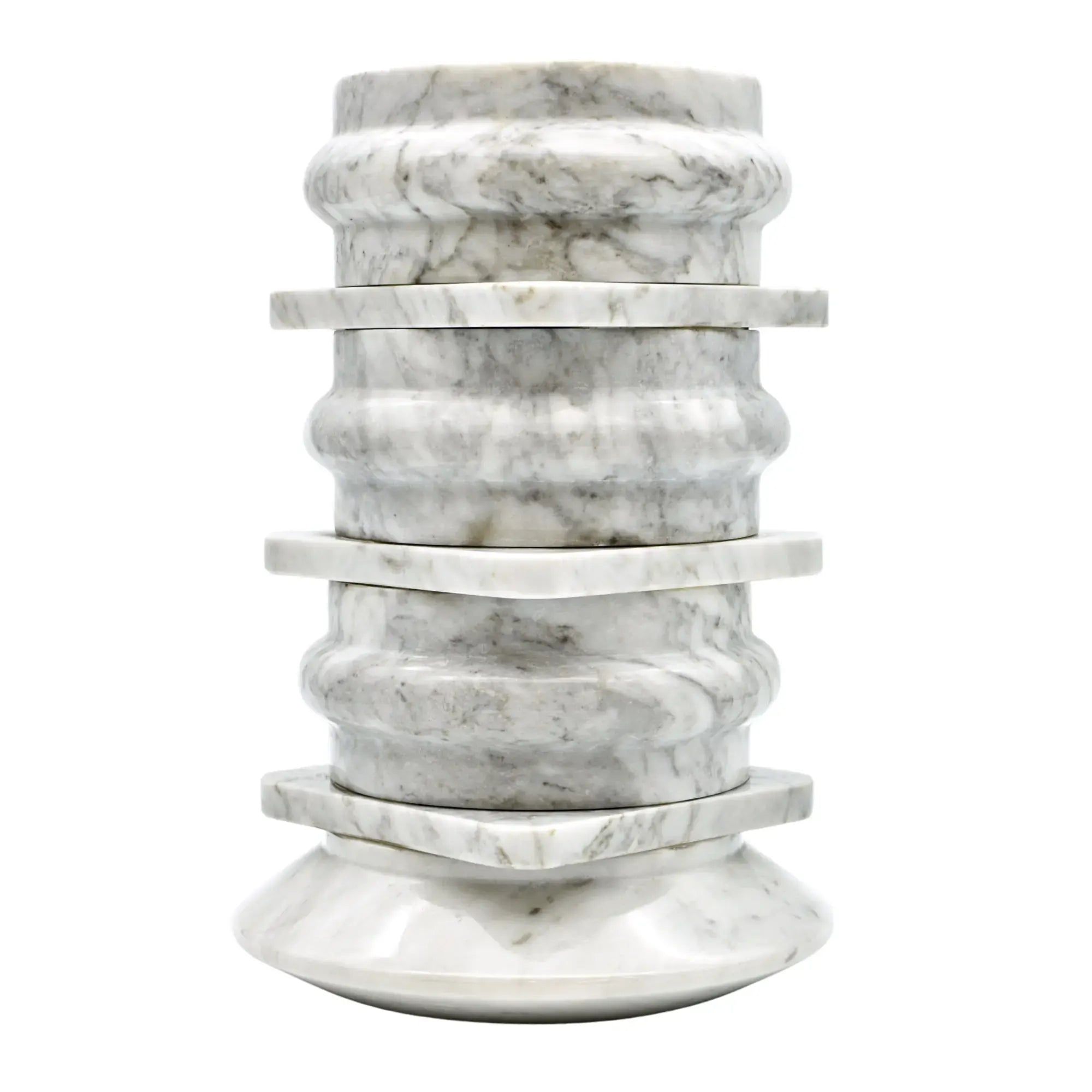 Marmordeko - mit Dekosäule - schwere runde Dekovase Fortaleza Gris Grau