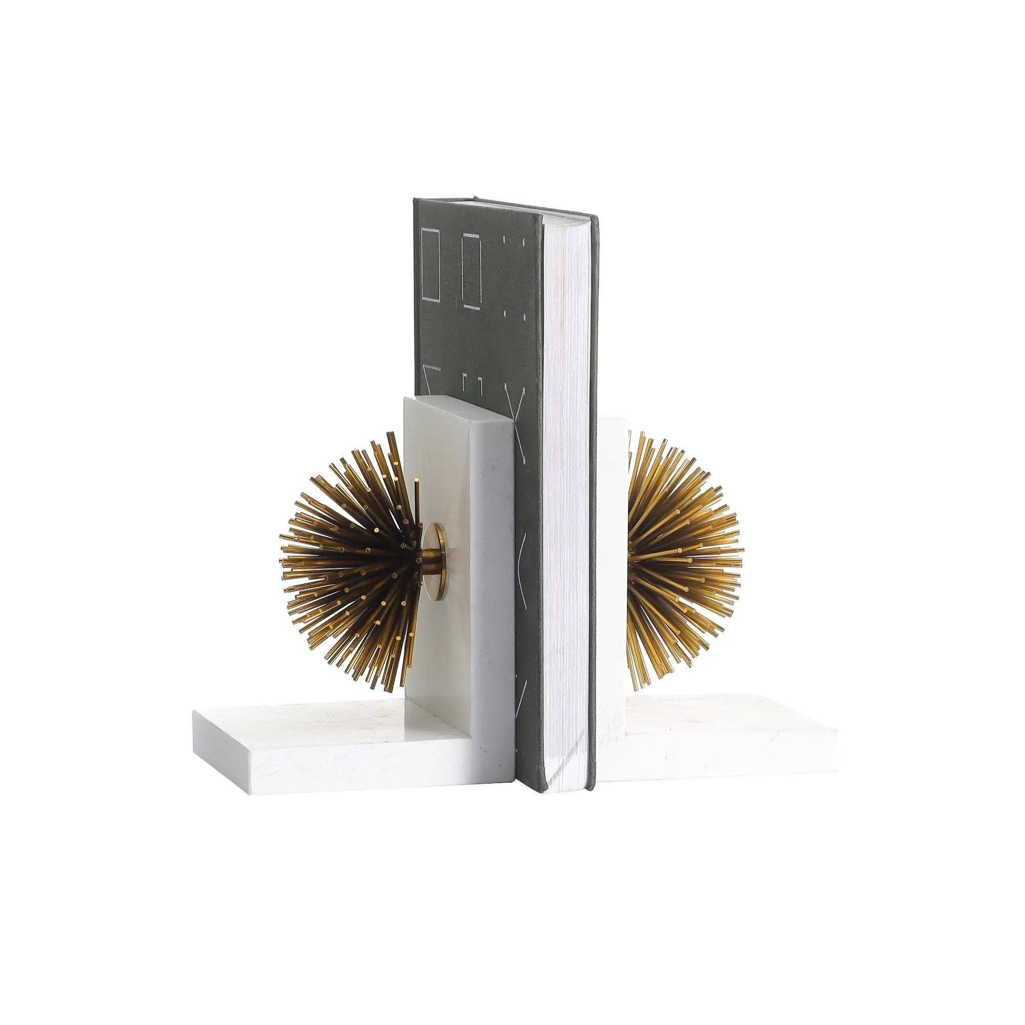 Buchstütze - mit goldenen Stacheln - Marmor Buchständer moderne Deko-Halterung mit Strahlen Sostegno Default Title