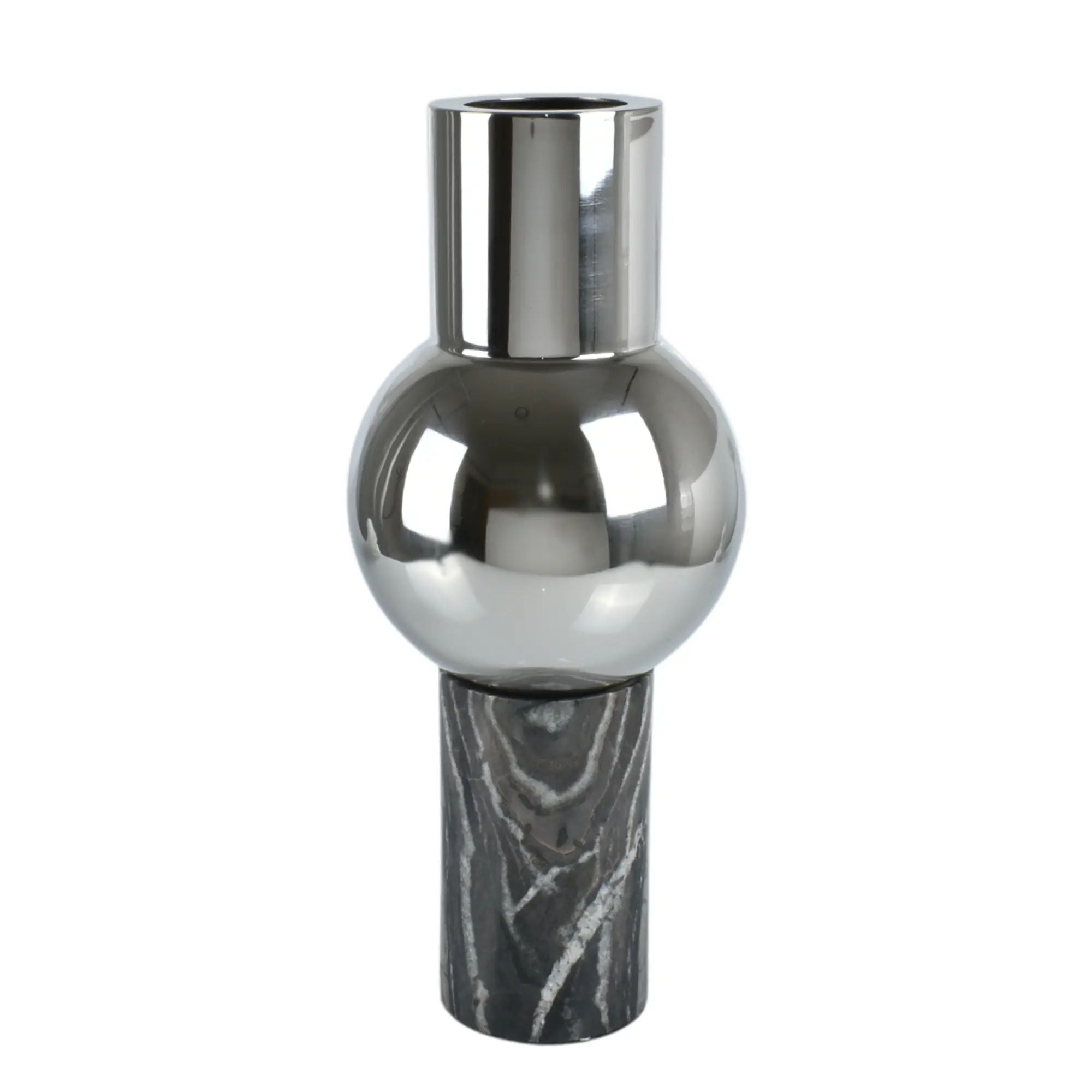 Vase - mit Marmorgestell - Runde Tischvase Edelstahlvase Fatroly Groß