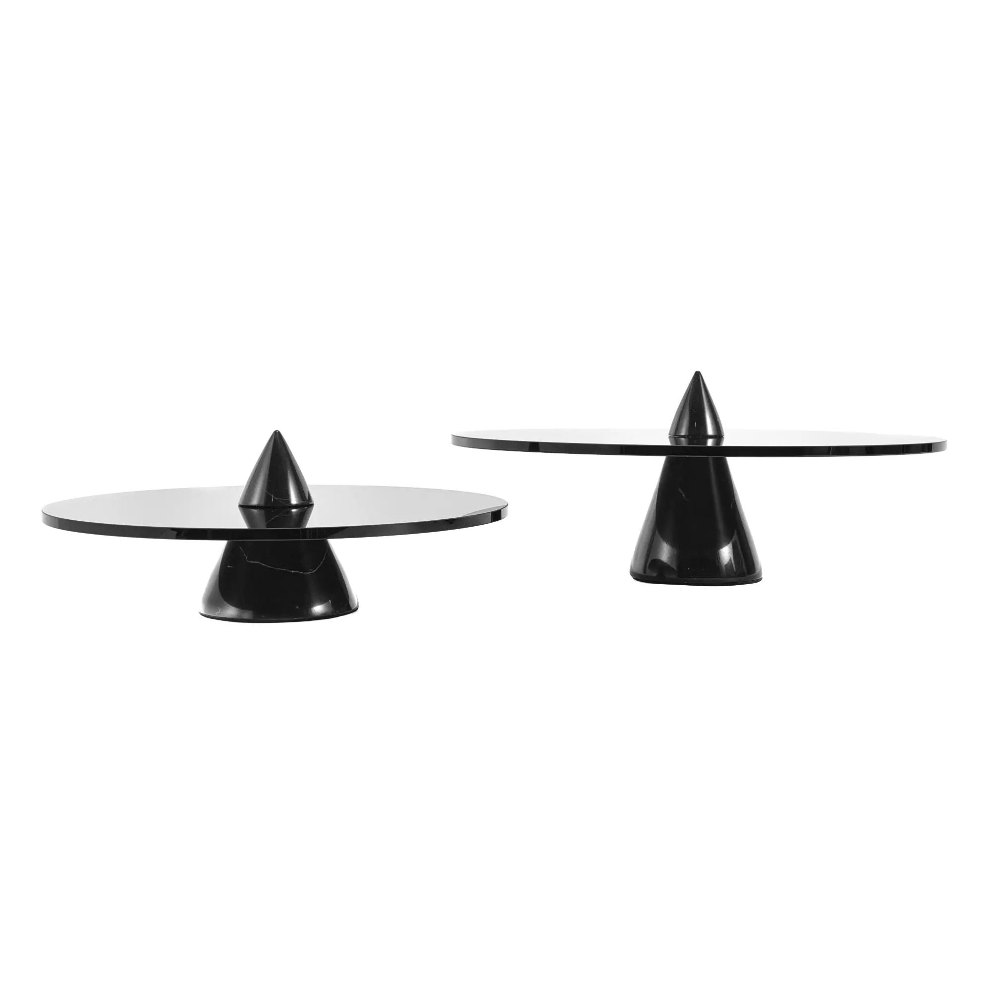 Servierplatte - rund mit Marmorfuß - Rauchglas Tortenplatte Dekoteller Équilibre Noir Groß