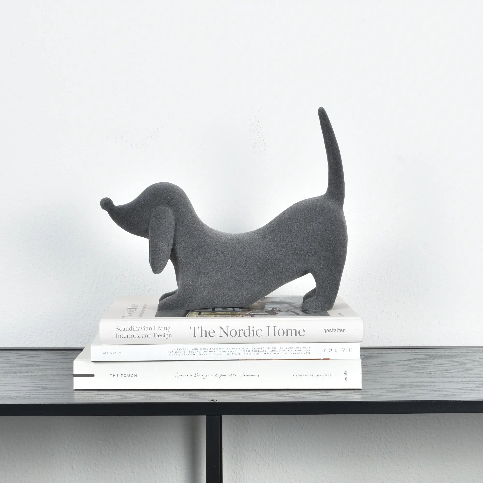Tierfigur - Skulptur Samtige Hundefigur Canis Velours Élégance Grey