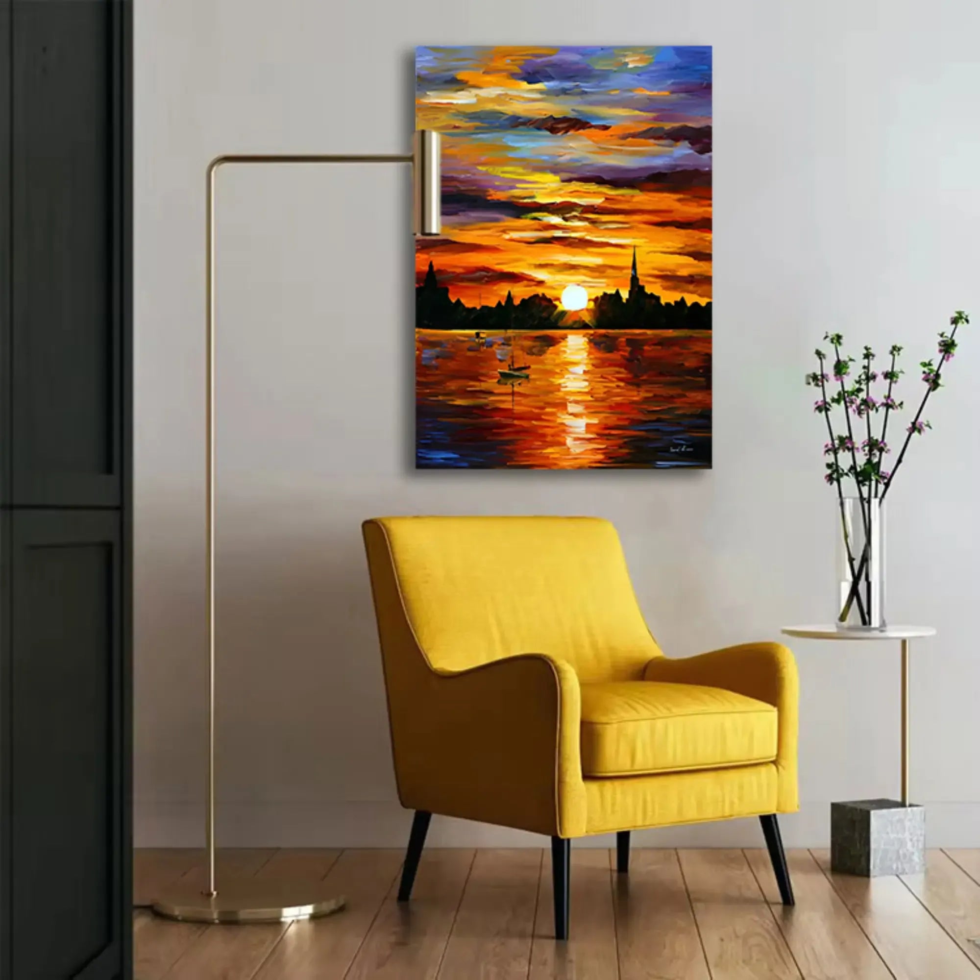 Großes Gemälde - Atardecer Dorado