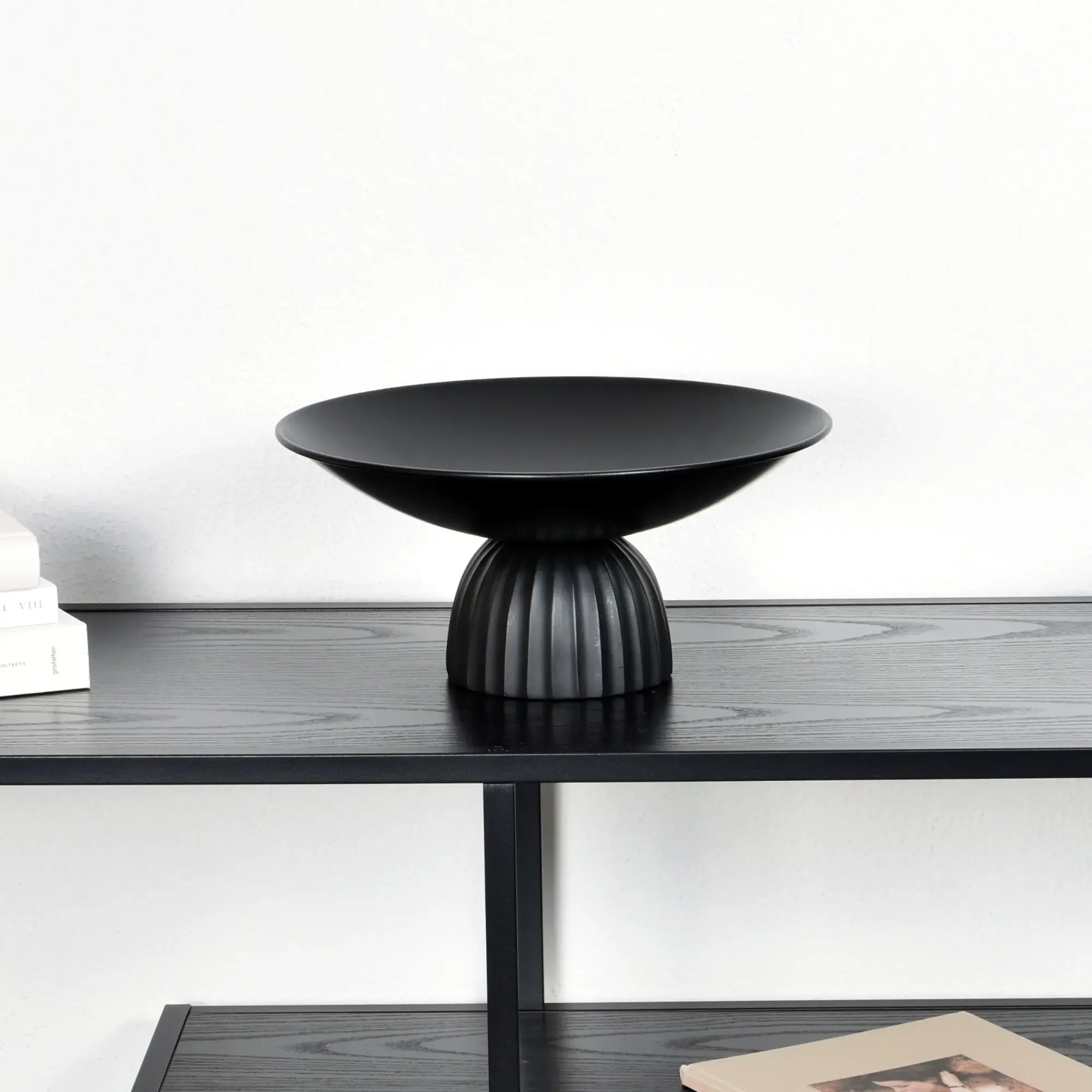 Runde-Schale - auf Relief Fuß - Edle Runde Obstschale Metallschale Kaktus