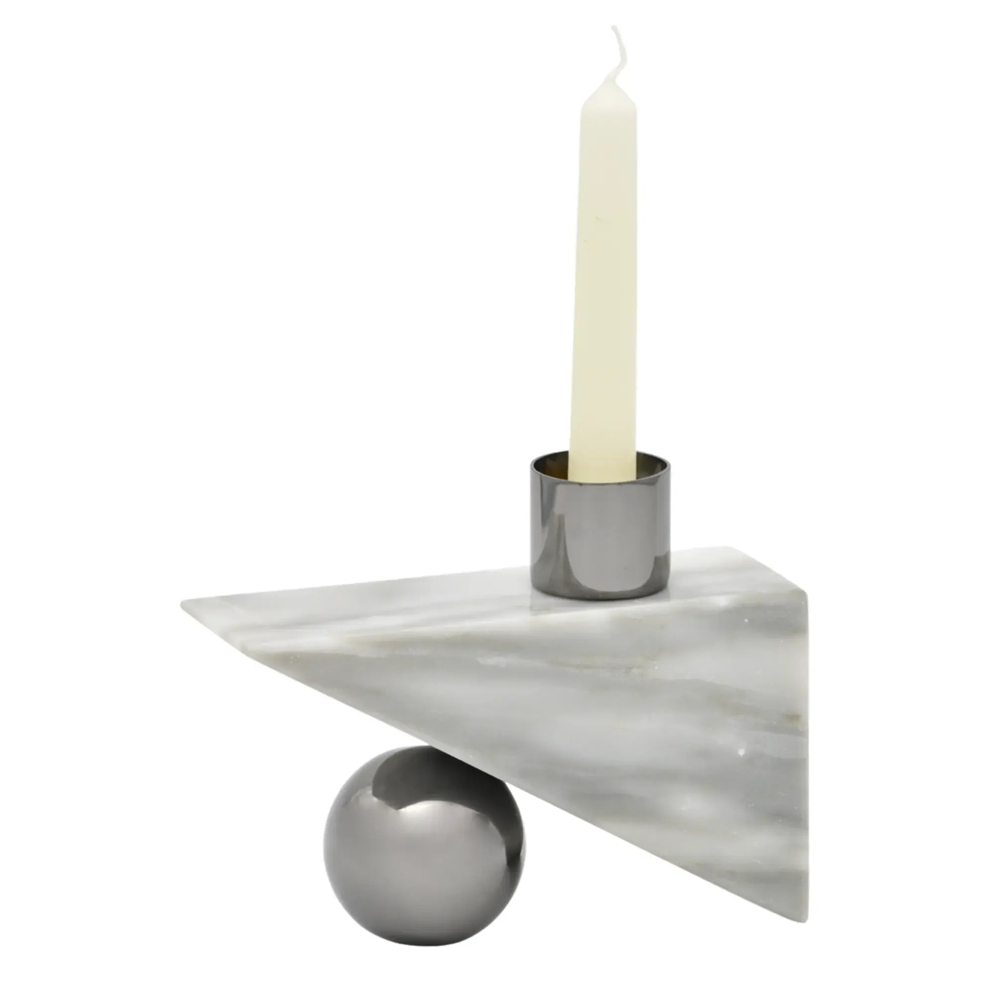 Tischvase - mit Marmorfuß - Designer Edelstahlvase moderne Marmorvase Zenith Klein