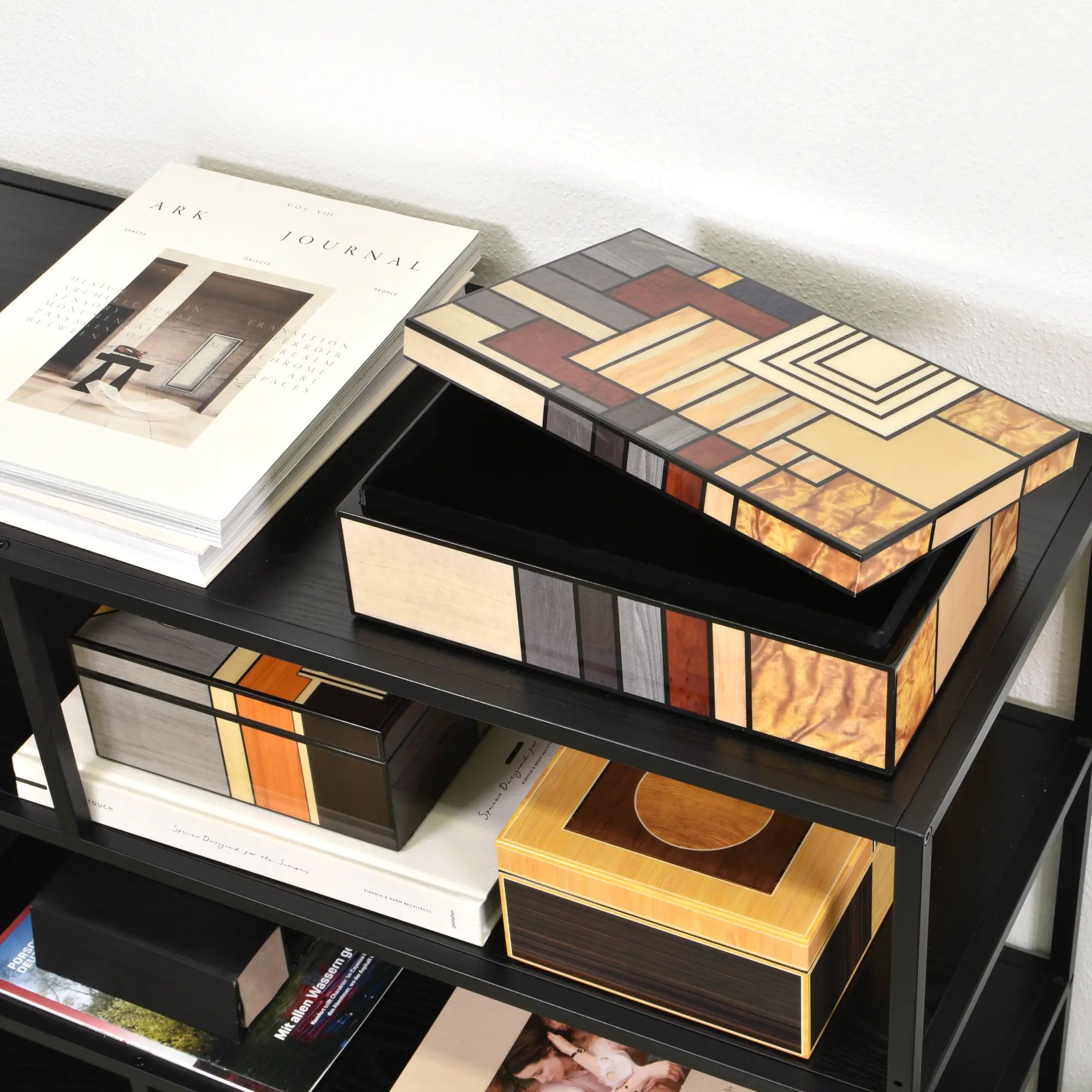 Schmuckbox - Edle Aufbewahrungsbox Intarsien – Art-Deco Schmuckdose – Coffee-Table-Box Mosa Nan