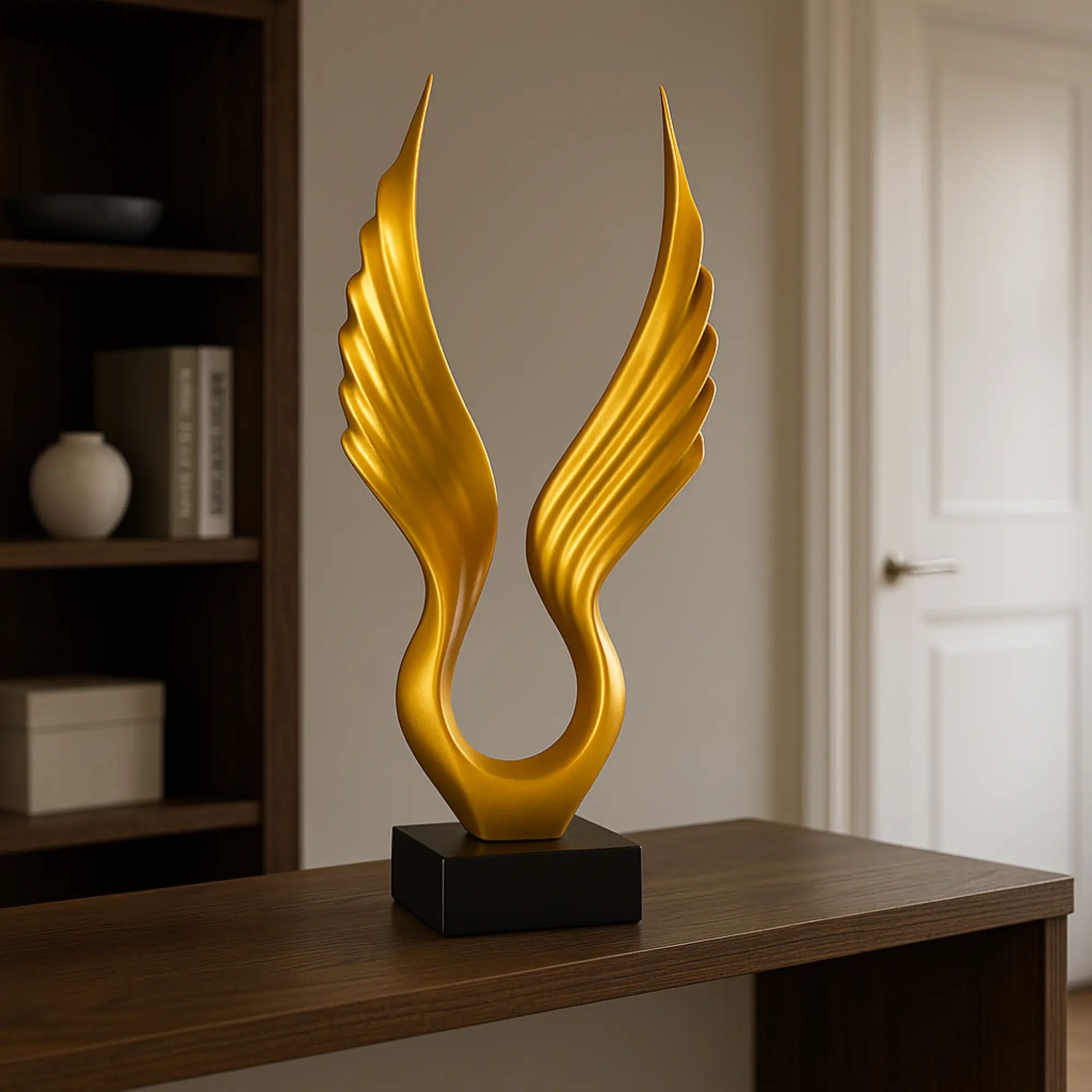 Dekoskulptur - flügelartige Form - Dekofigur pokalähnliche Statue Flügel Default Title