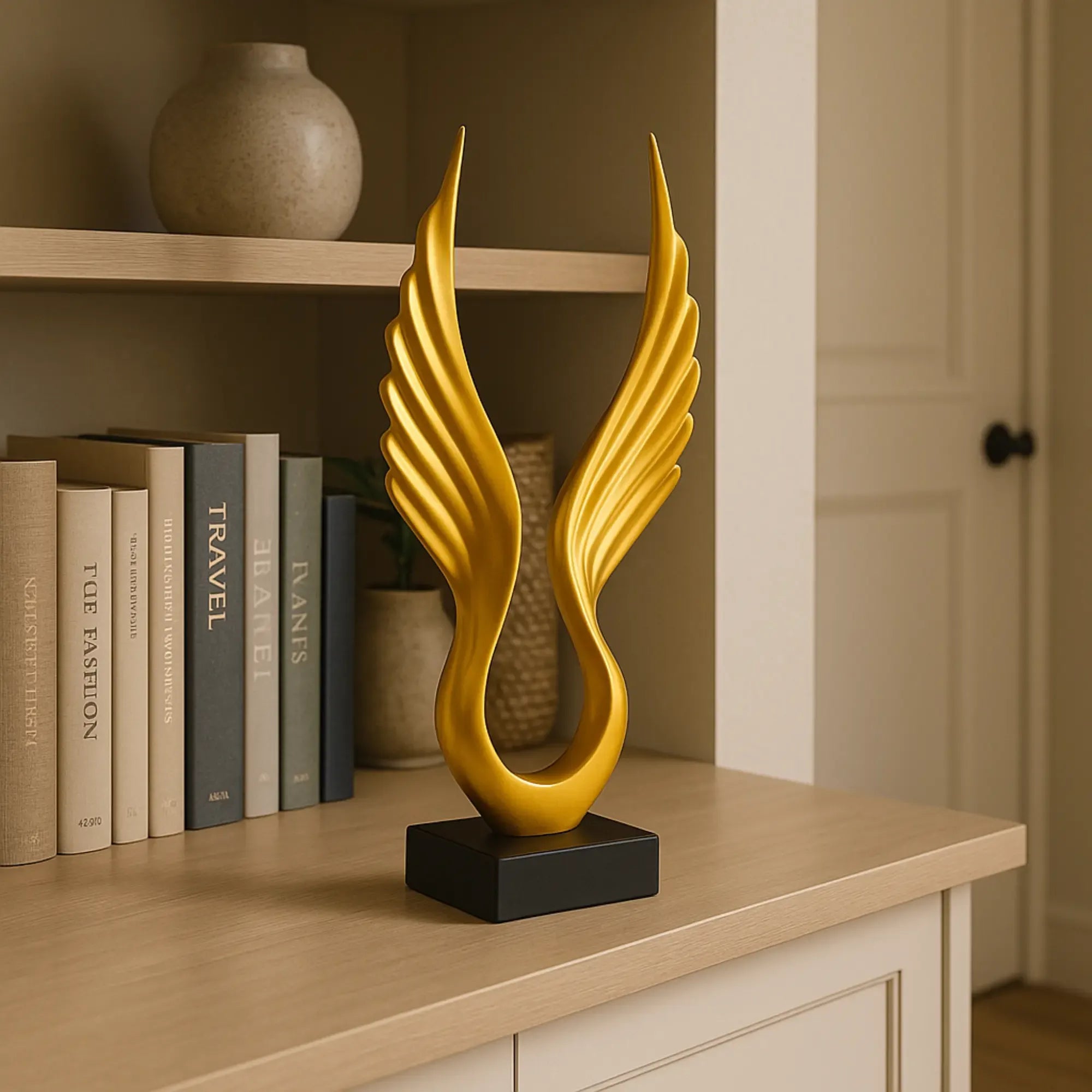 Dekoskulptur - flügelartige Form - Dekofigur pokalähnliche Statue Flügel Default Title