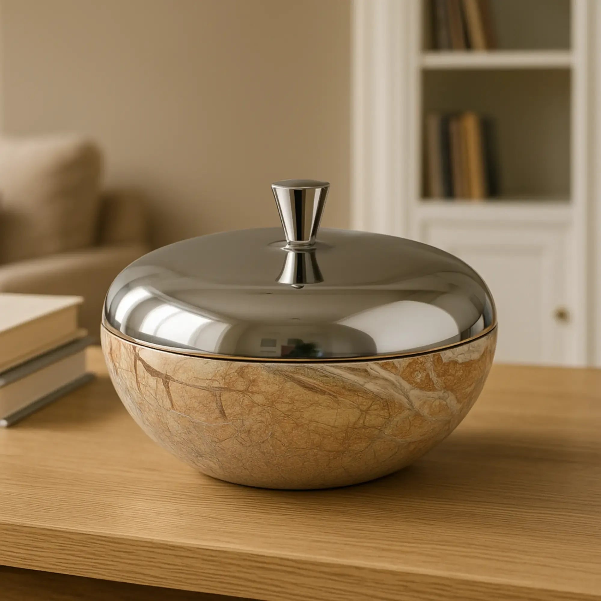 Aufbewahrungsschale - mit Deckel - Runde Marmorschale Schmuckdose Lunar Orb Default Title