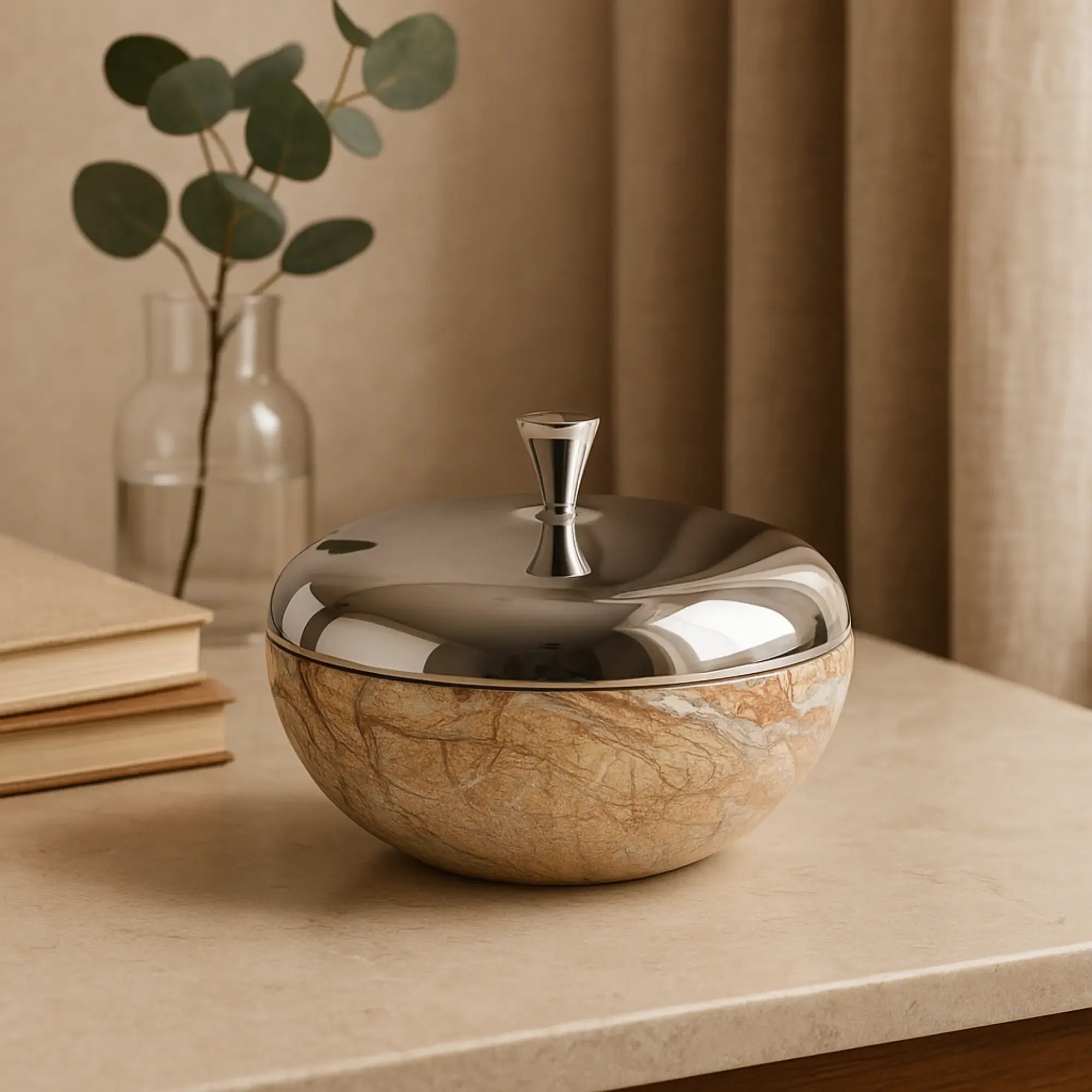 Aufbewahrungsschale - mit Deckel - Runde Marmorschale Schmuckdose Lunar Orb Default Title