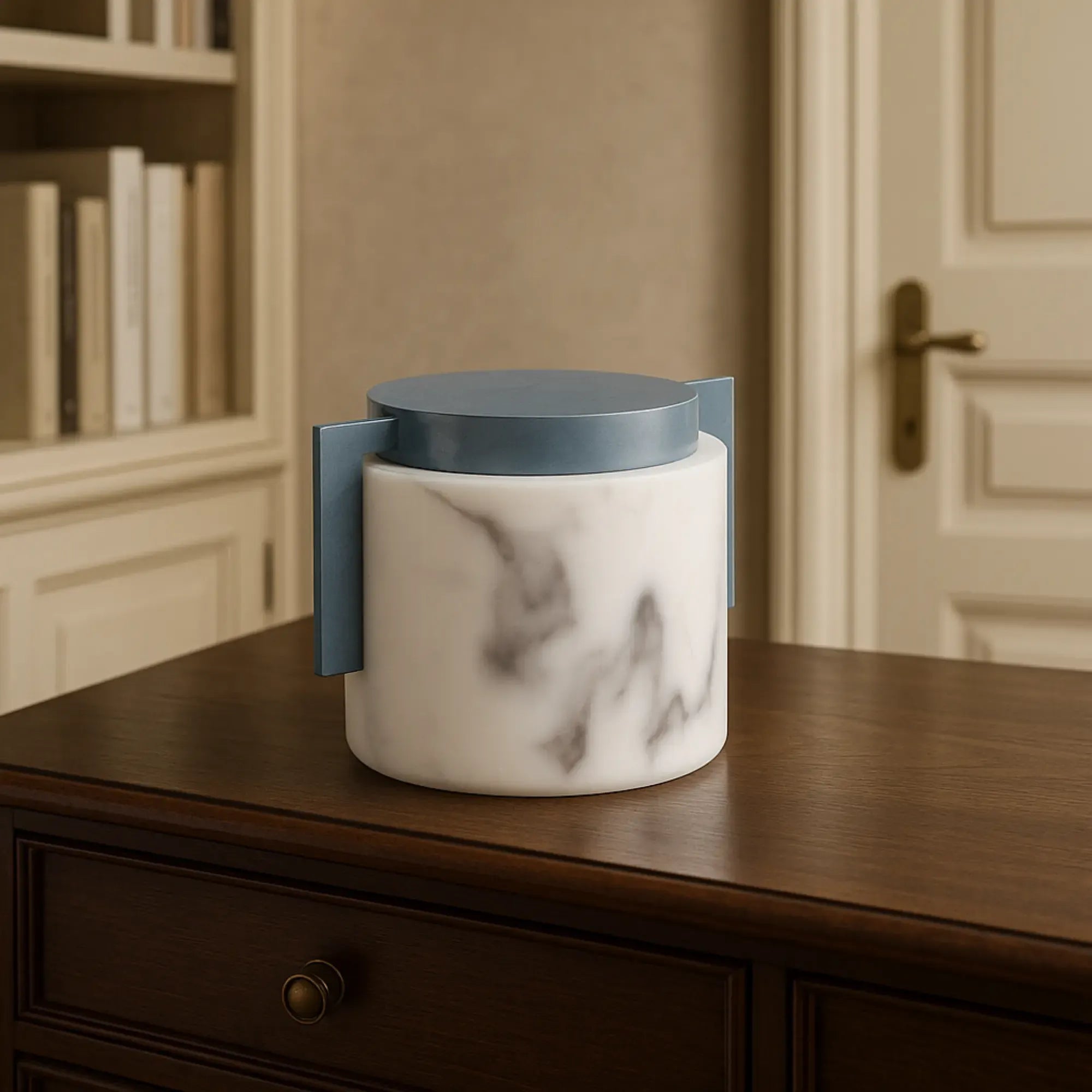 Aufbewahrungsbox - mit Deckel rund - Marmoroptik Ablage Aufbewahrungsdose Badezimmer Horizon Horizon 2