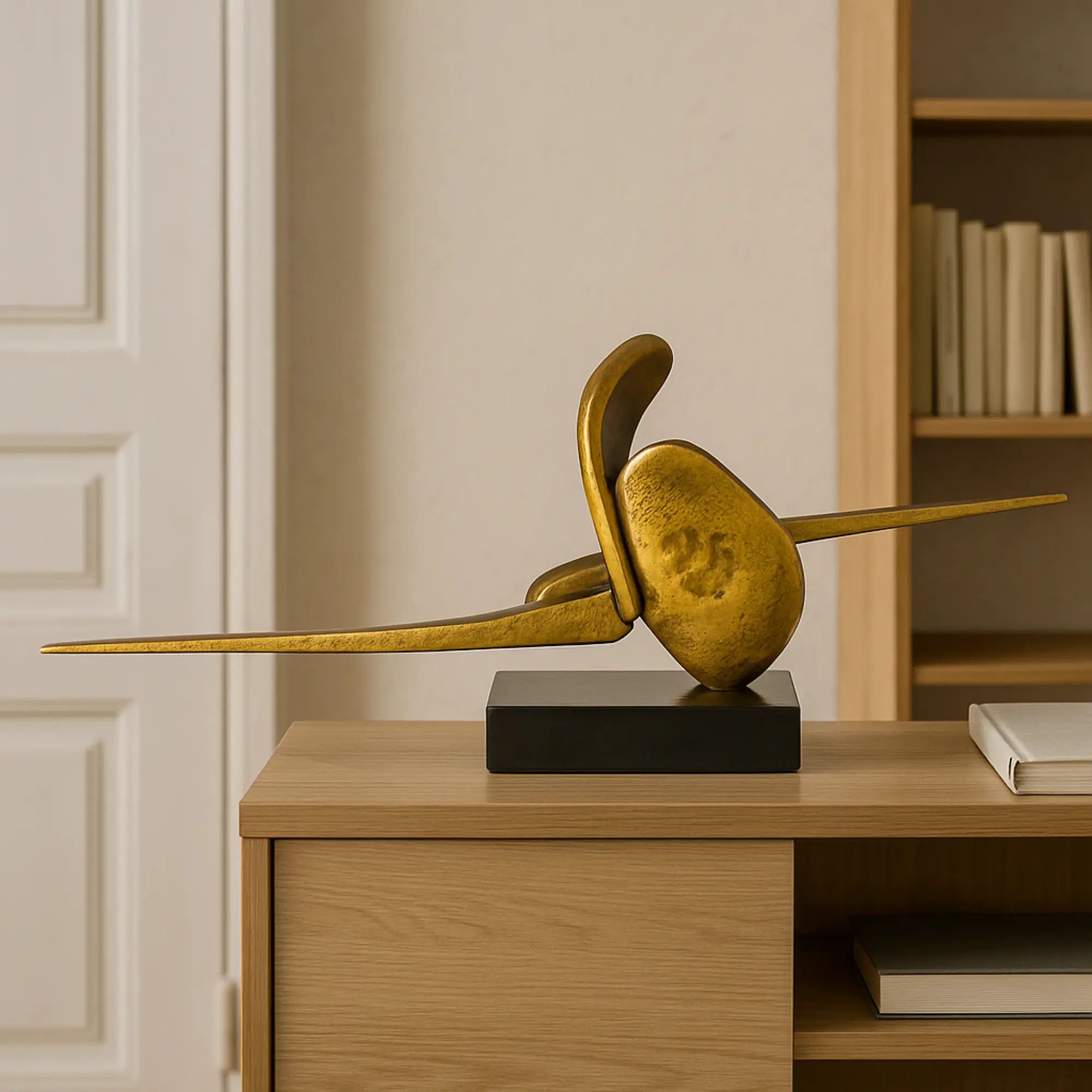 Dekoobjekt - auf Marmorsockel - Goldenes Kunstobjekt Dekorationfigur Abstrakt Momentum Default Title